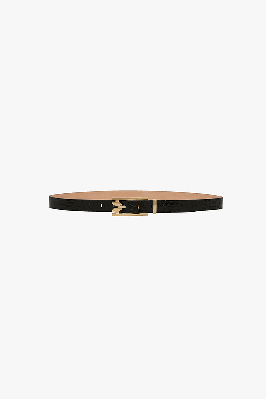 Dorian Pin-Buckle Belt 25mm Black Croc Embossed Leather