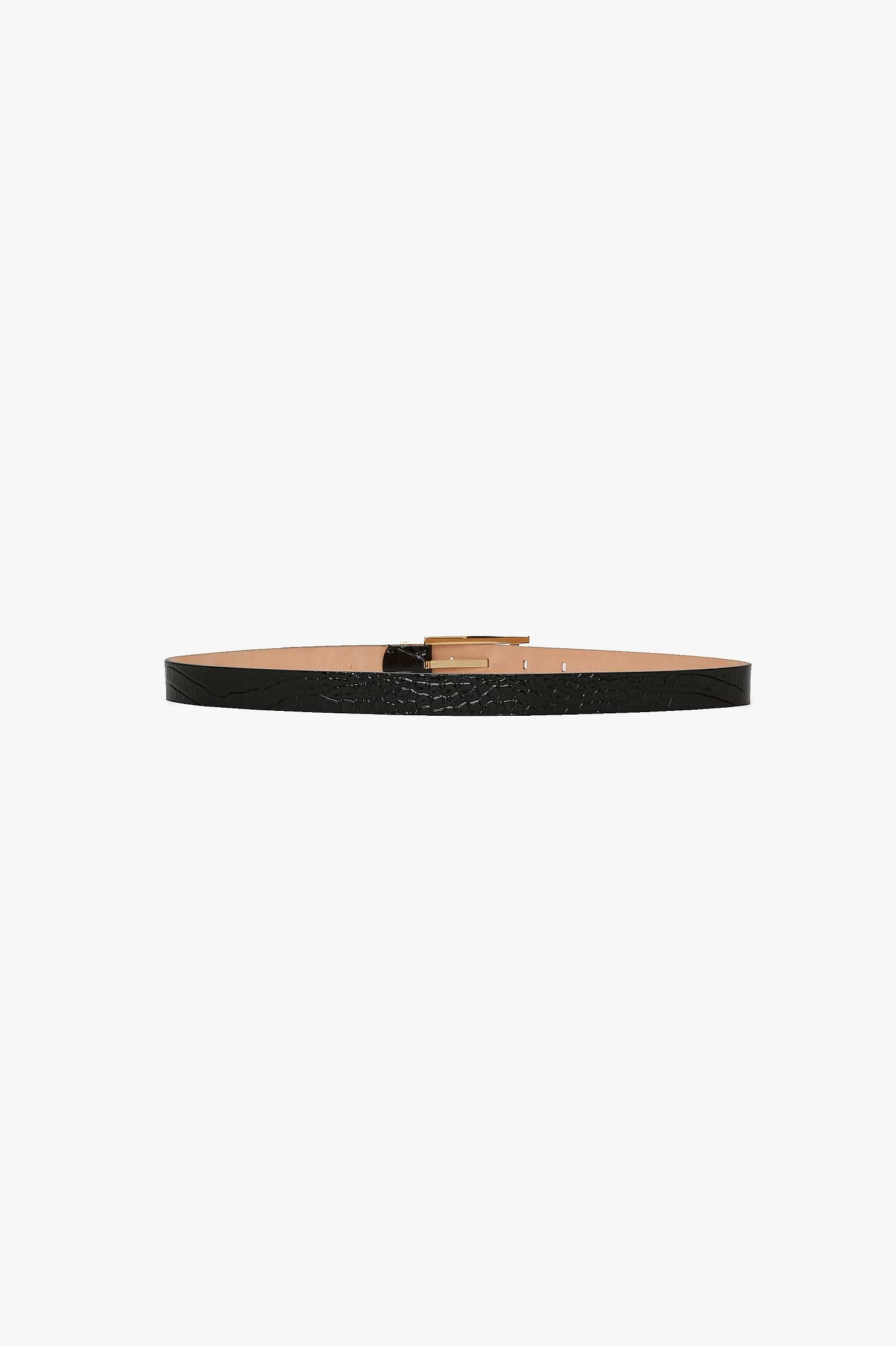 Dorian Pin-Buckle Belt 25mm Black Croc Embossed Leather