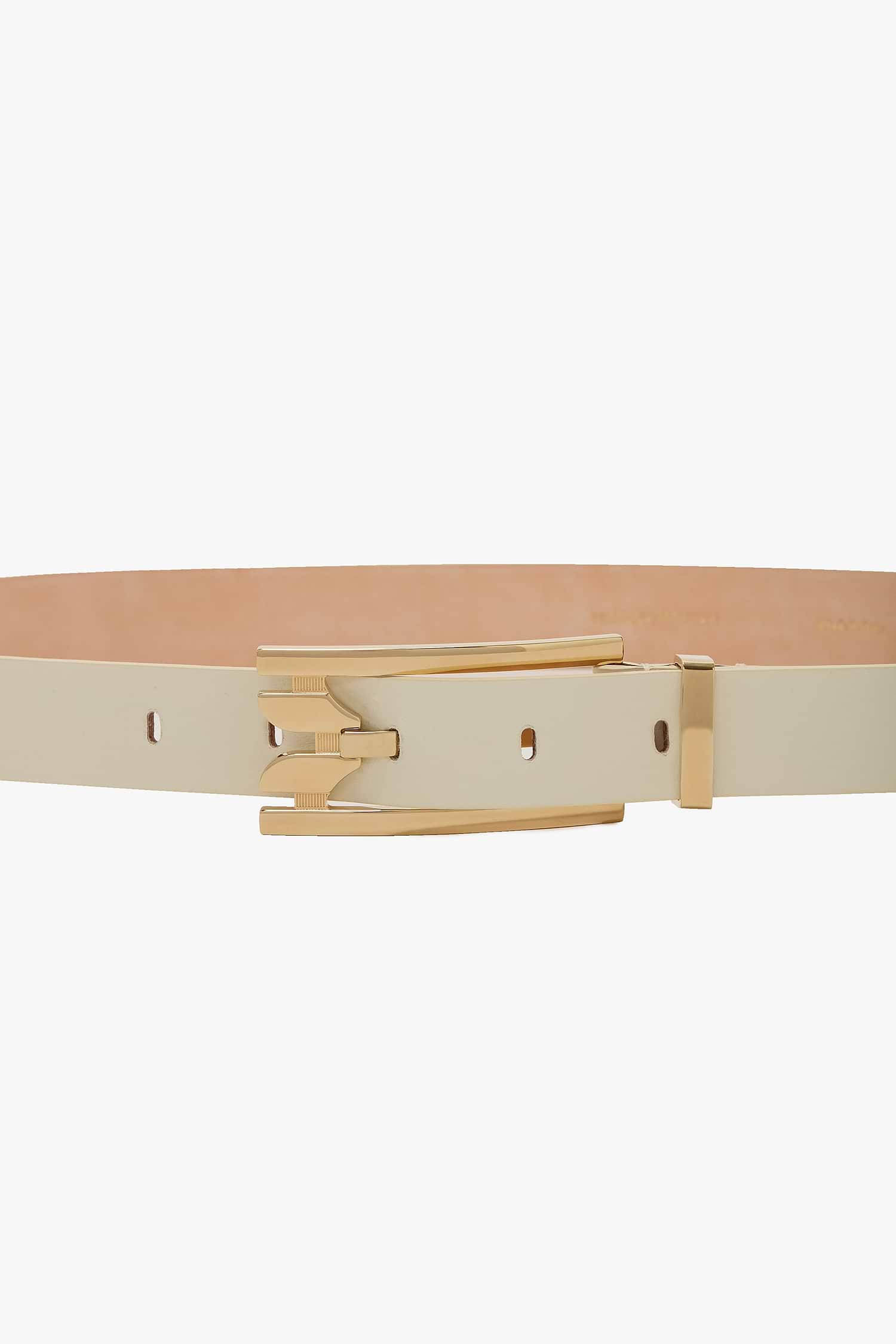 Dorian Pin-Buckle Belt 25mm Ivory Shiny Calf Leather