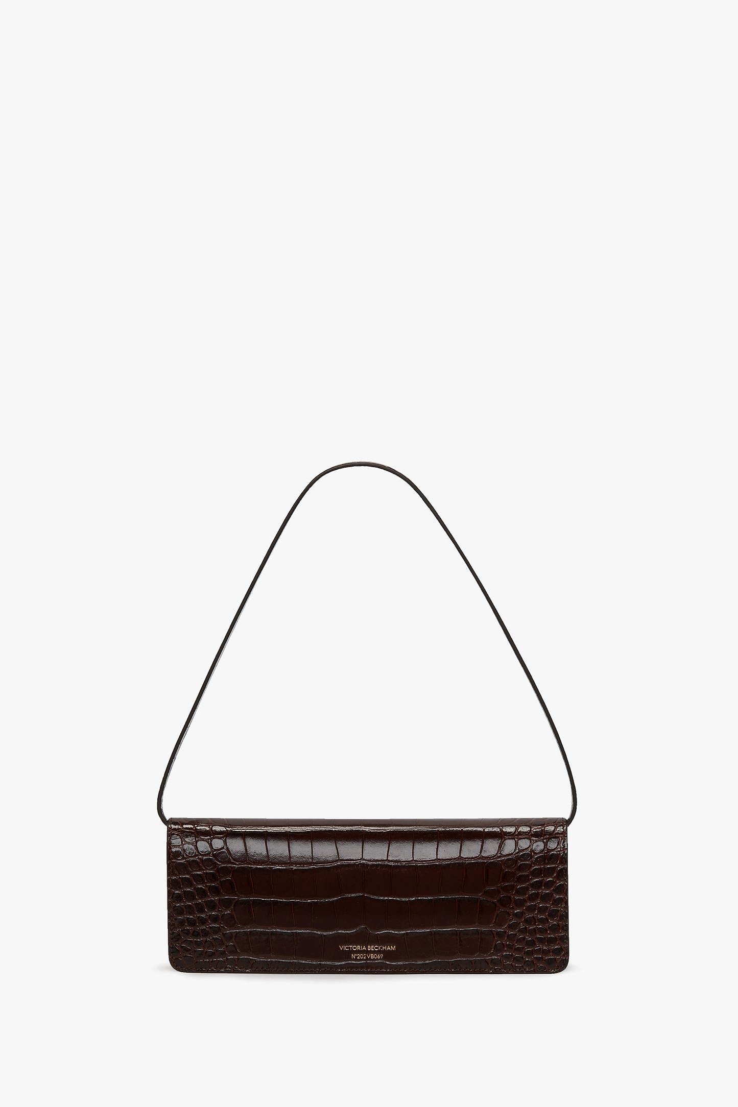 Dorian East-West Clutch Brown Croc Embossed Leather