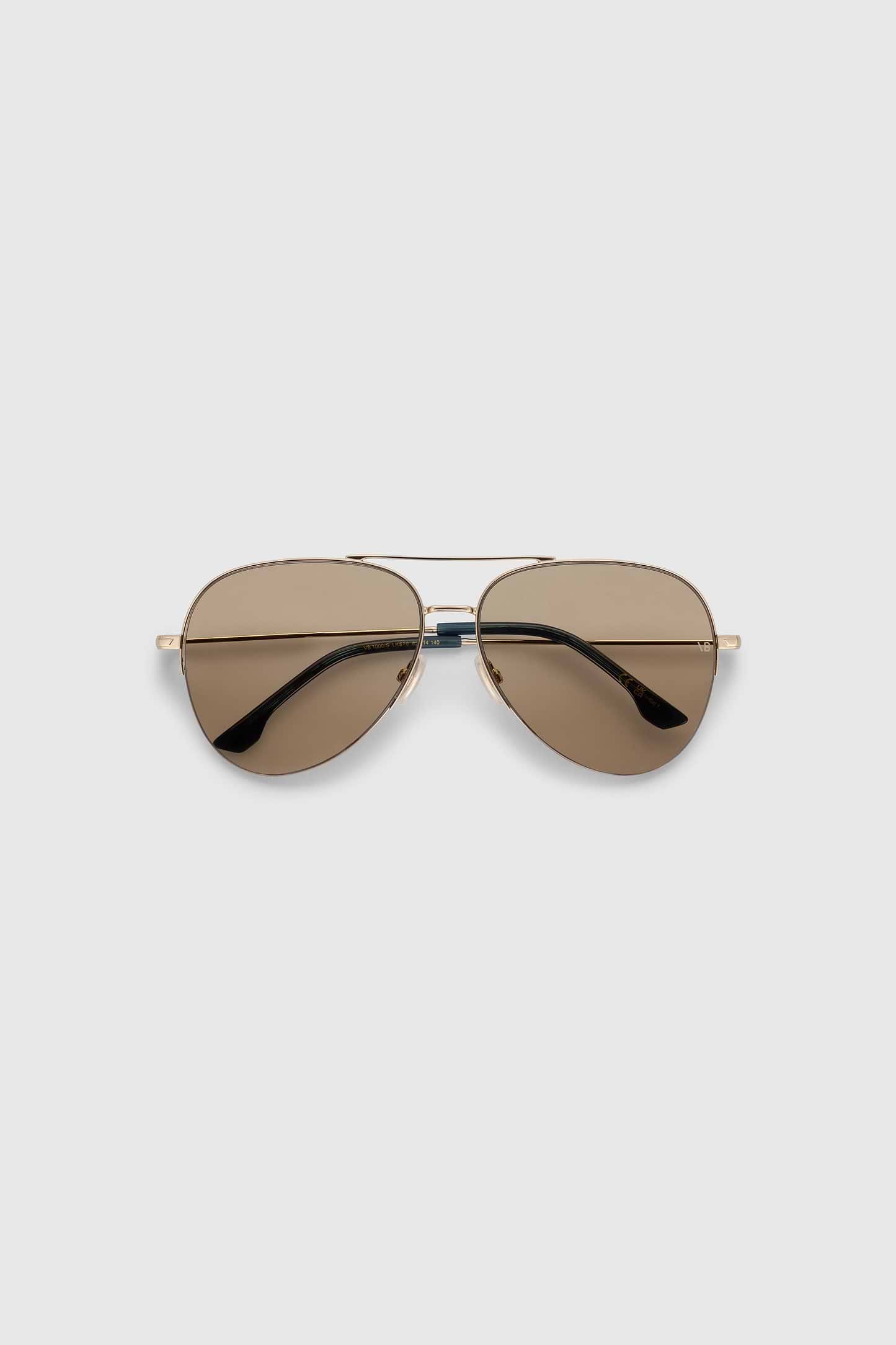 Fine Metal Pilot Sunglasses In Gold Blue