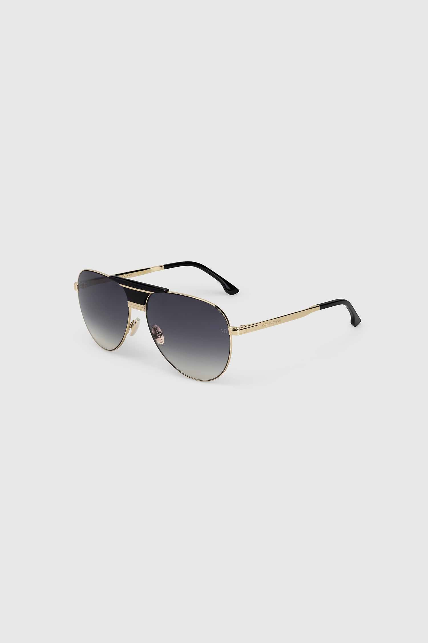 Oversized Metal And Acetate Pilot Frame In Gold Black