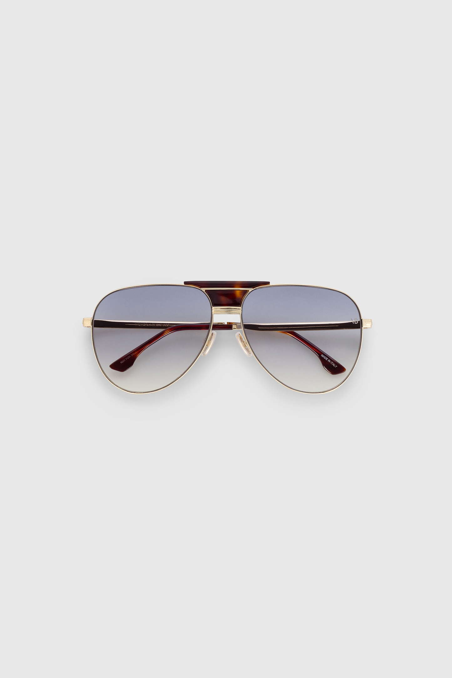 Oversized Metal And Acetate Pilot Frame In Gold Havana