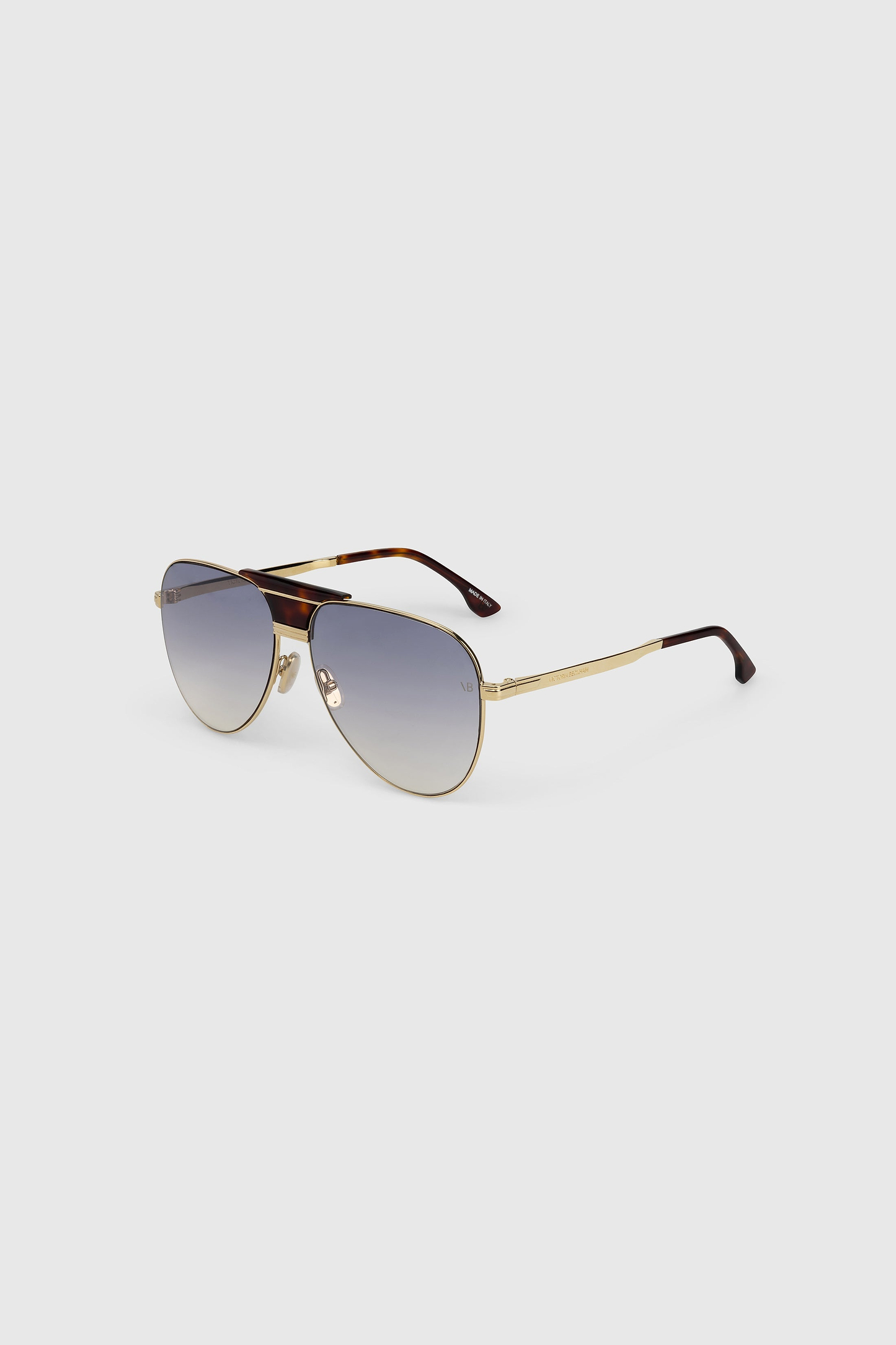 Oversized Metal And Acetate Pilot Frame In Gold Havana