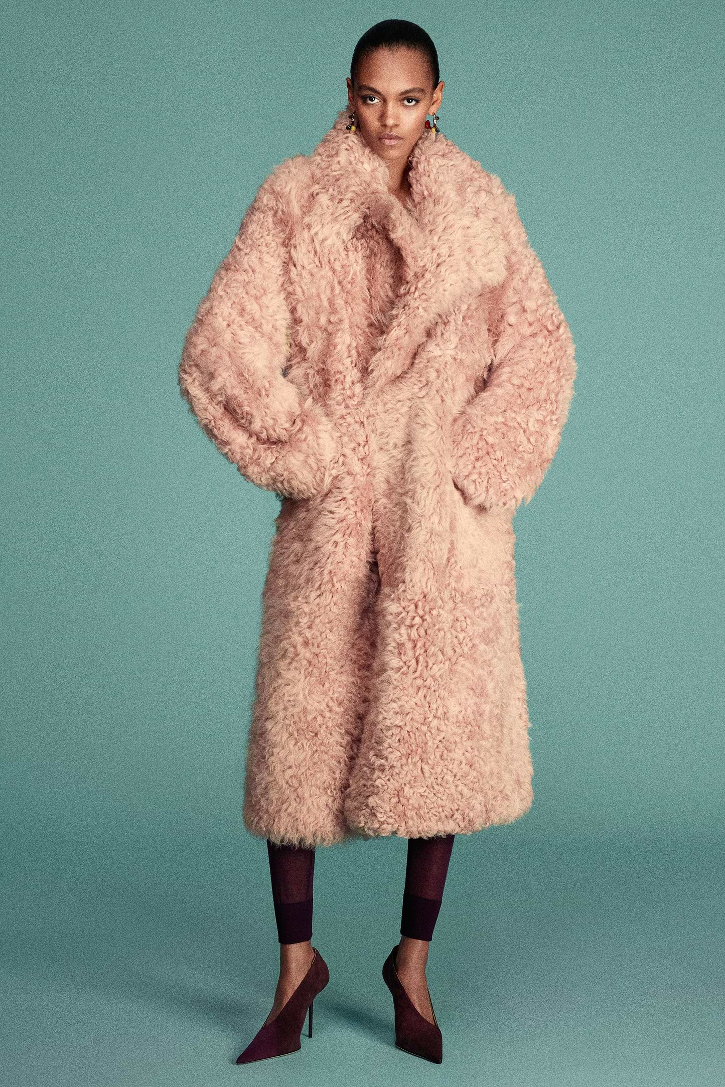 Shearling Coat In Pink