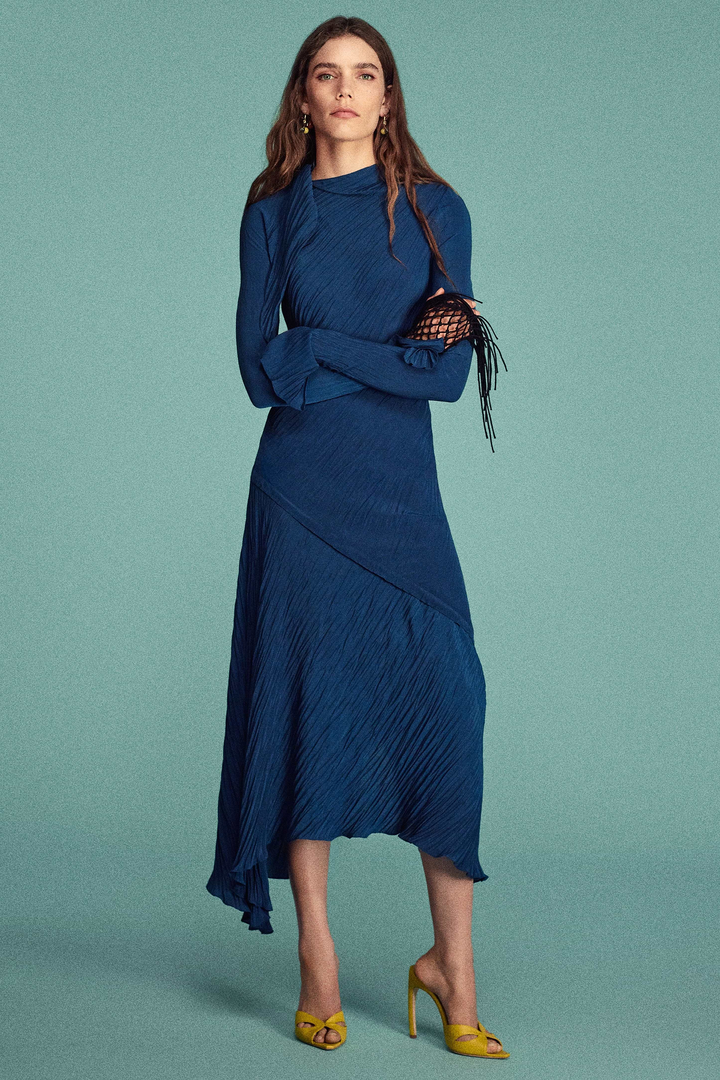 Plisse Dress In Blue