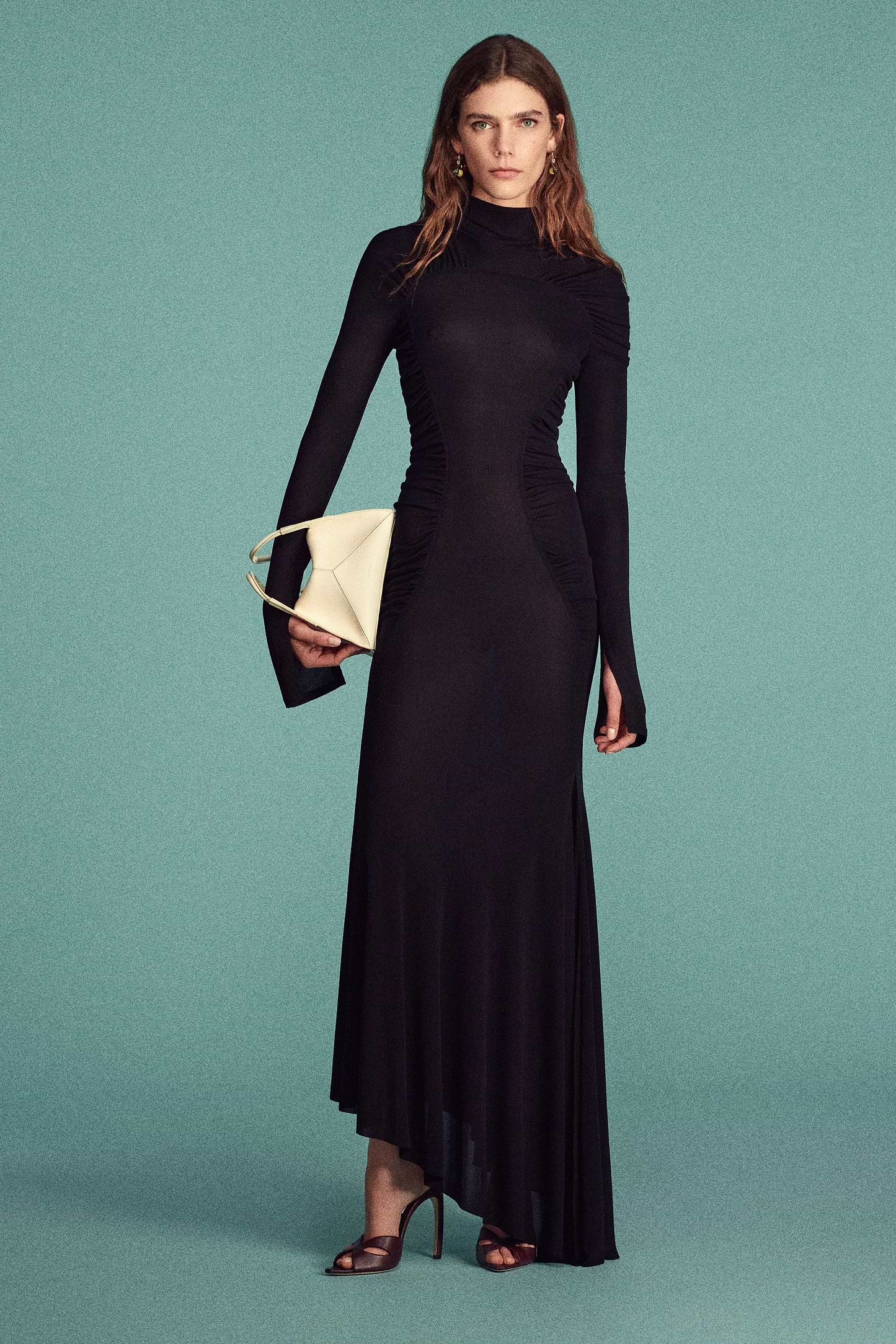 High Neck Midi Dress In Black