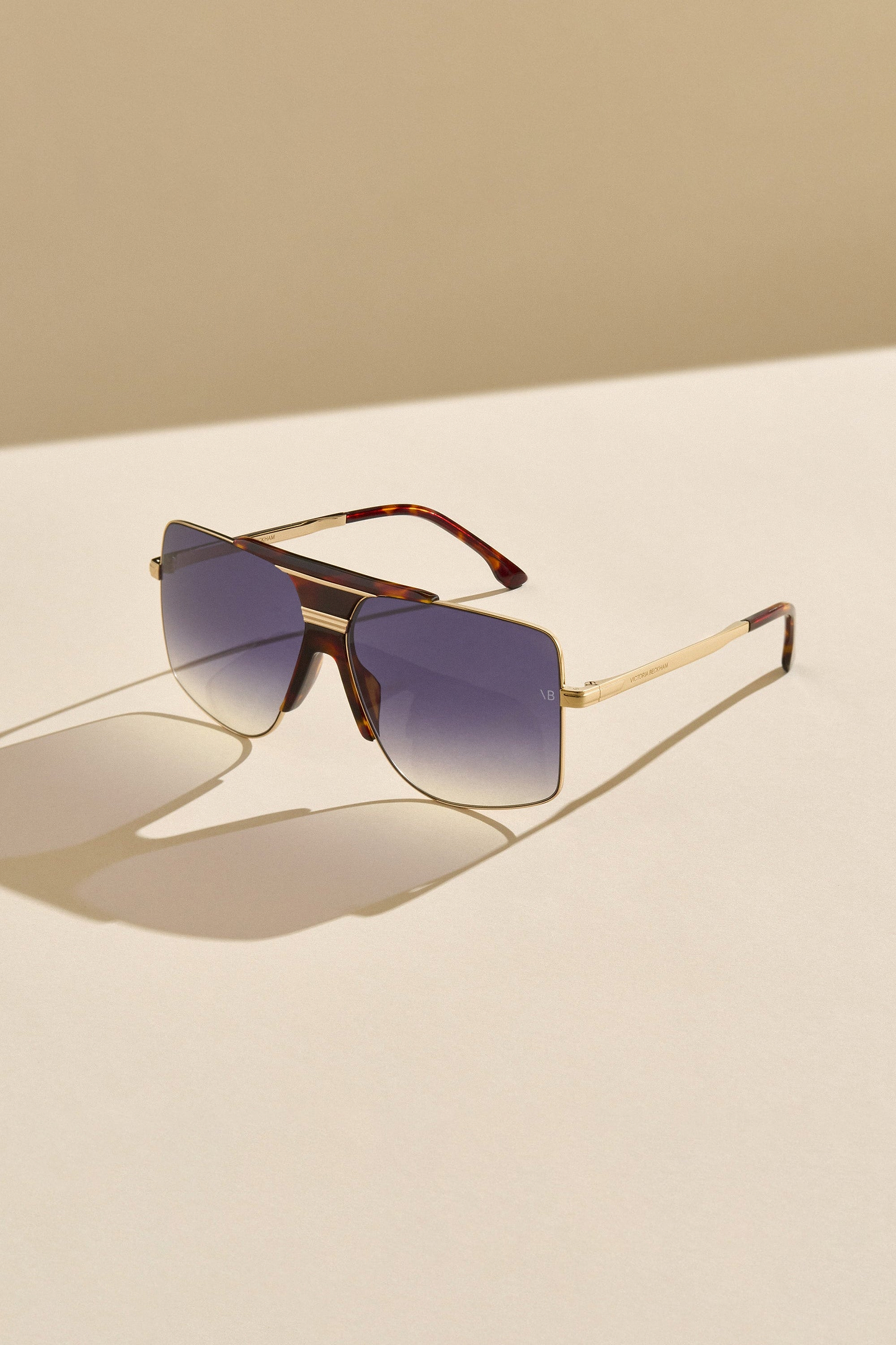 Oversized Metal And Acetate Frame In Gold Havana