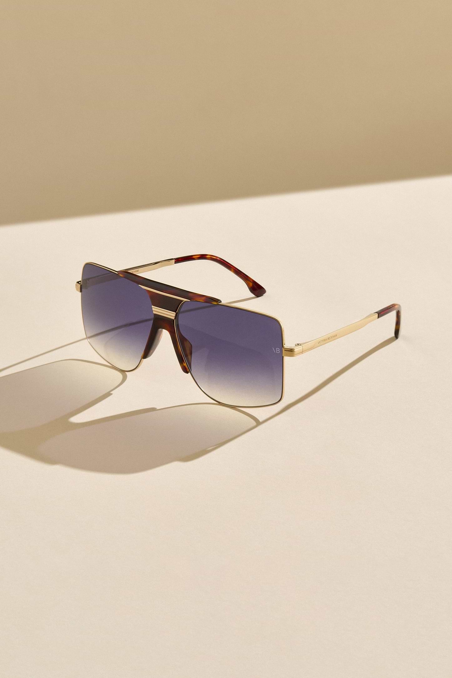 Oversized Metal And Acetate Frame In Gold Havana