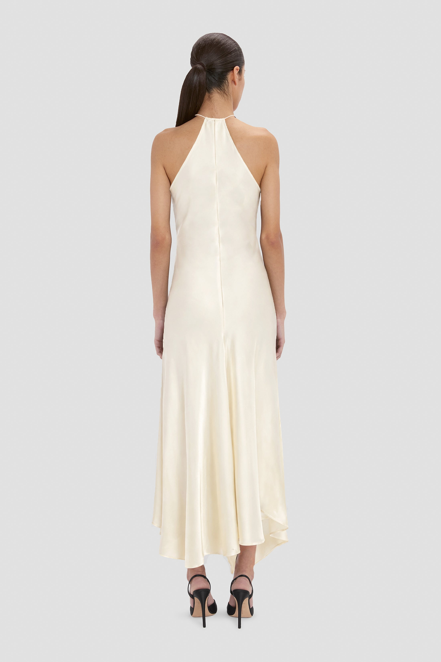 Halter Neck Midi Dress In Ivory