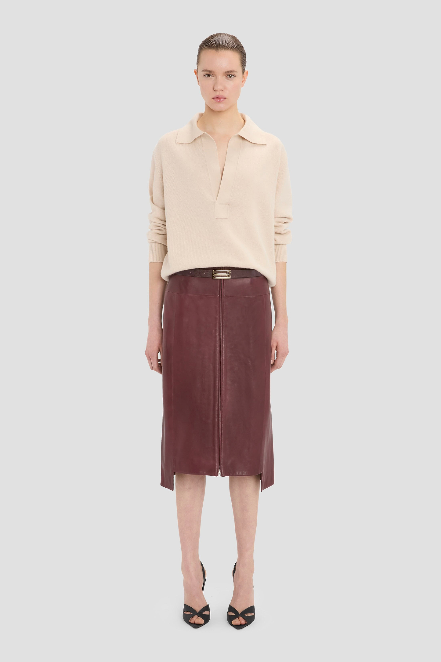 Leather Skirt In Dark Burgundy