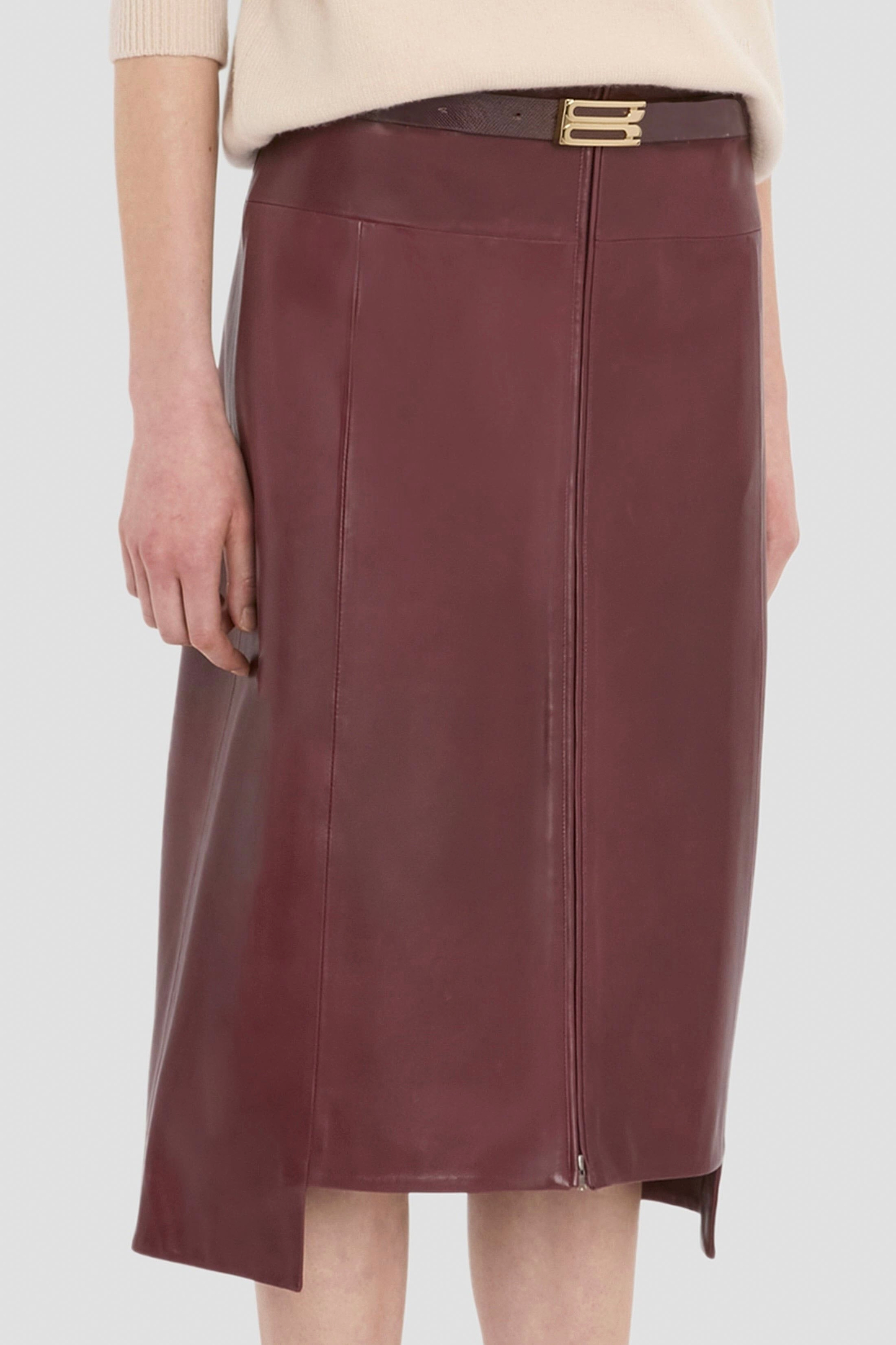 Leather Skirt In Dark Burgundy