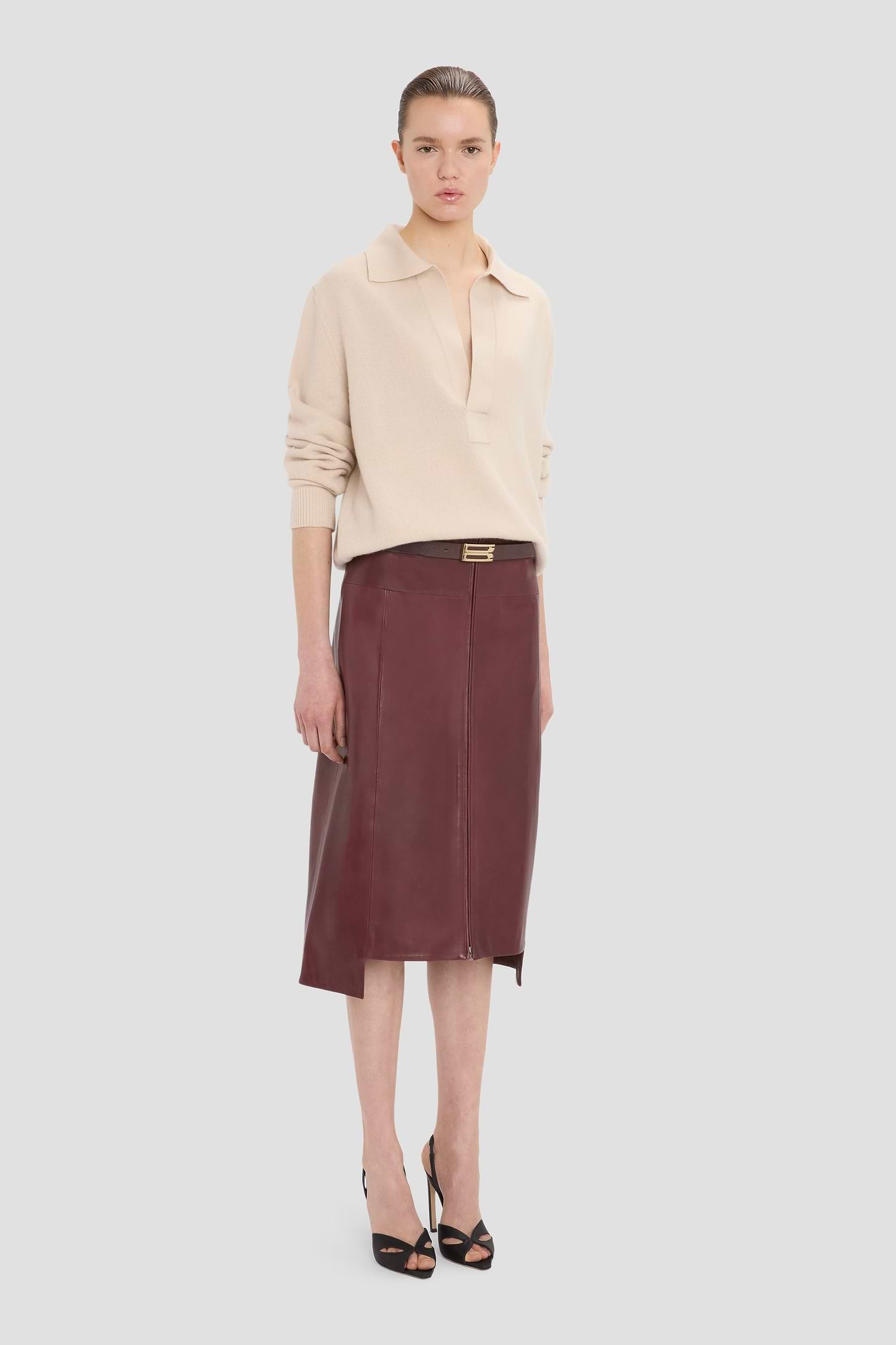Leather Skirt In Dark Burgundy