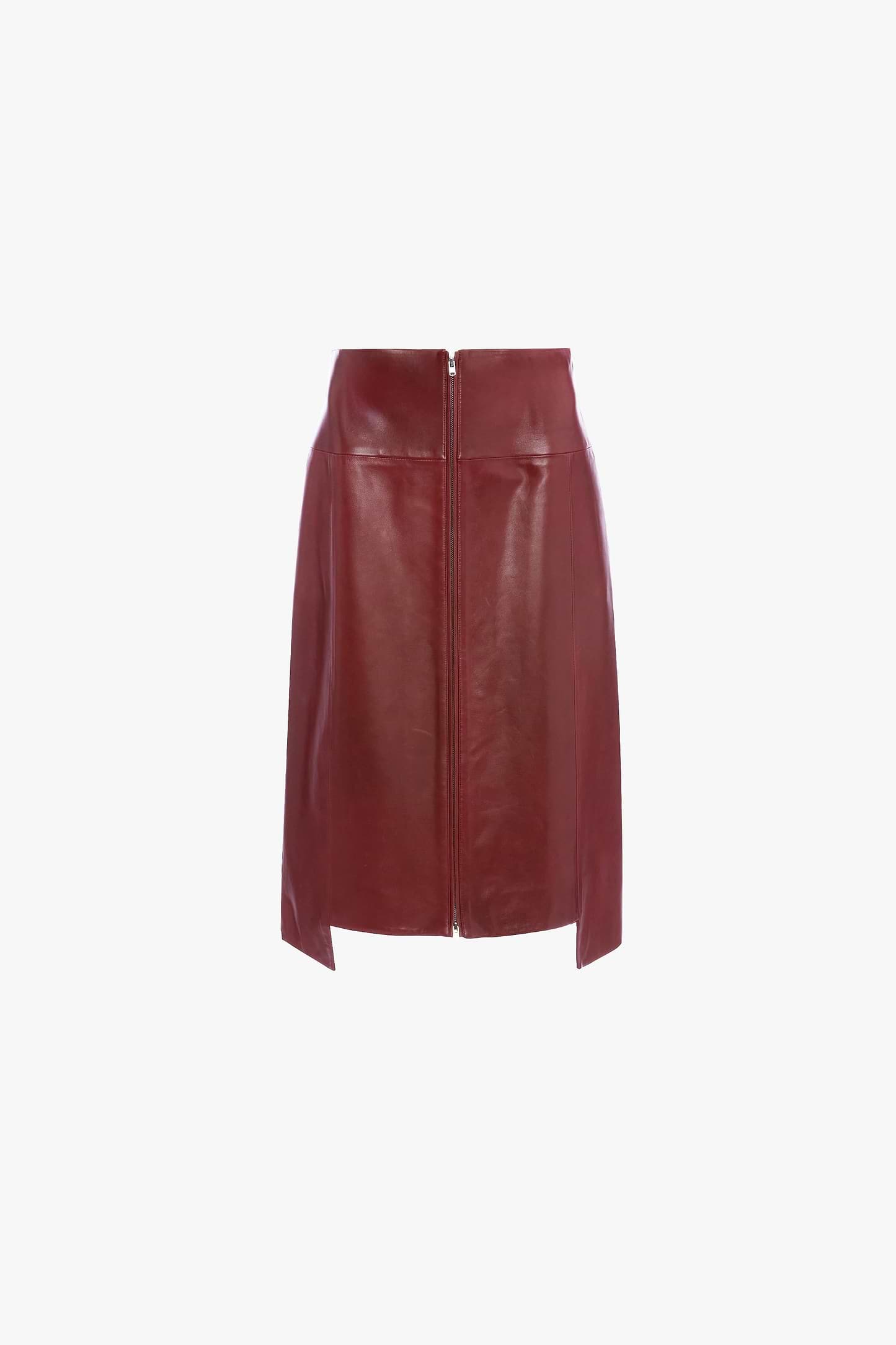 Leather Skirt In Dark Burgundy