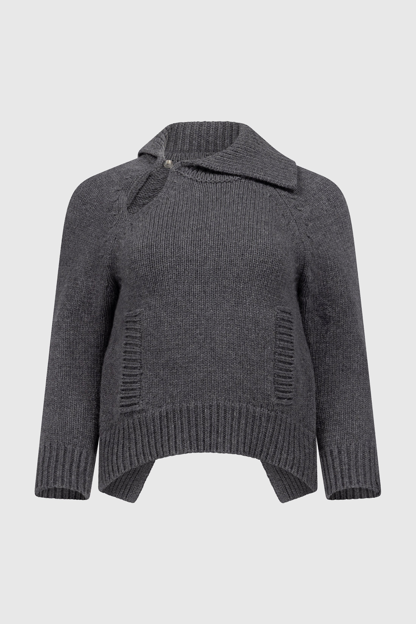 Asymmetric Collar Jumper In Dark Grey