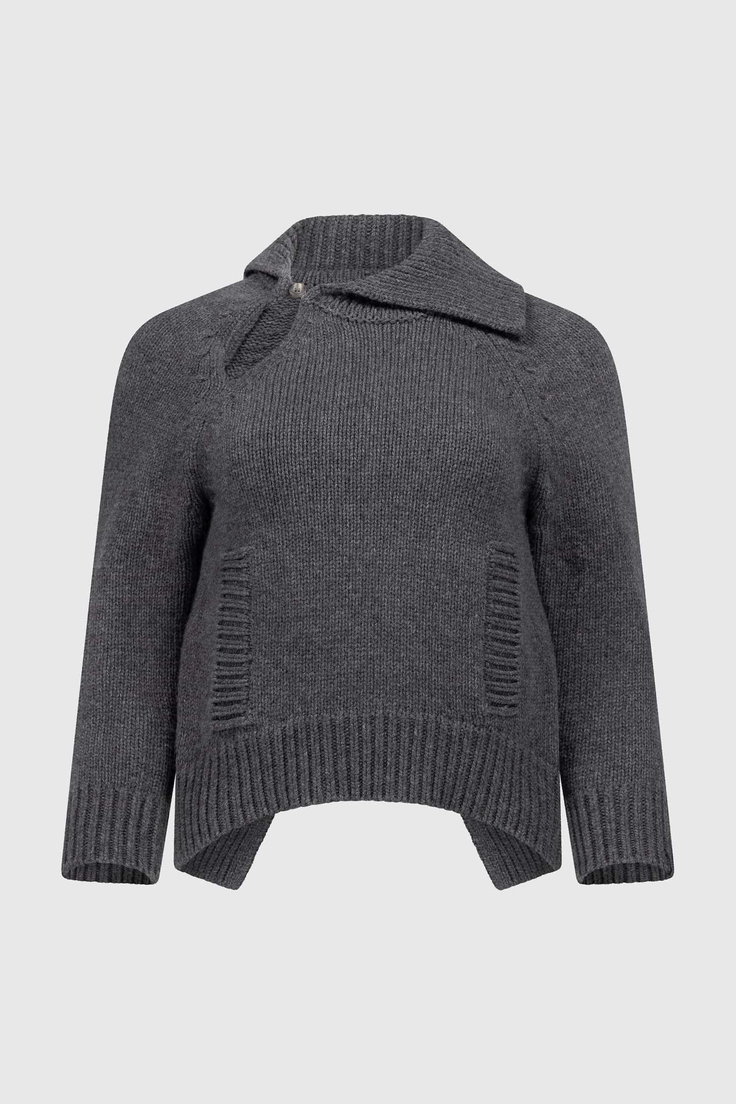 Asymmetric Collar Jumper In Dark Grey