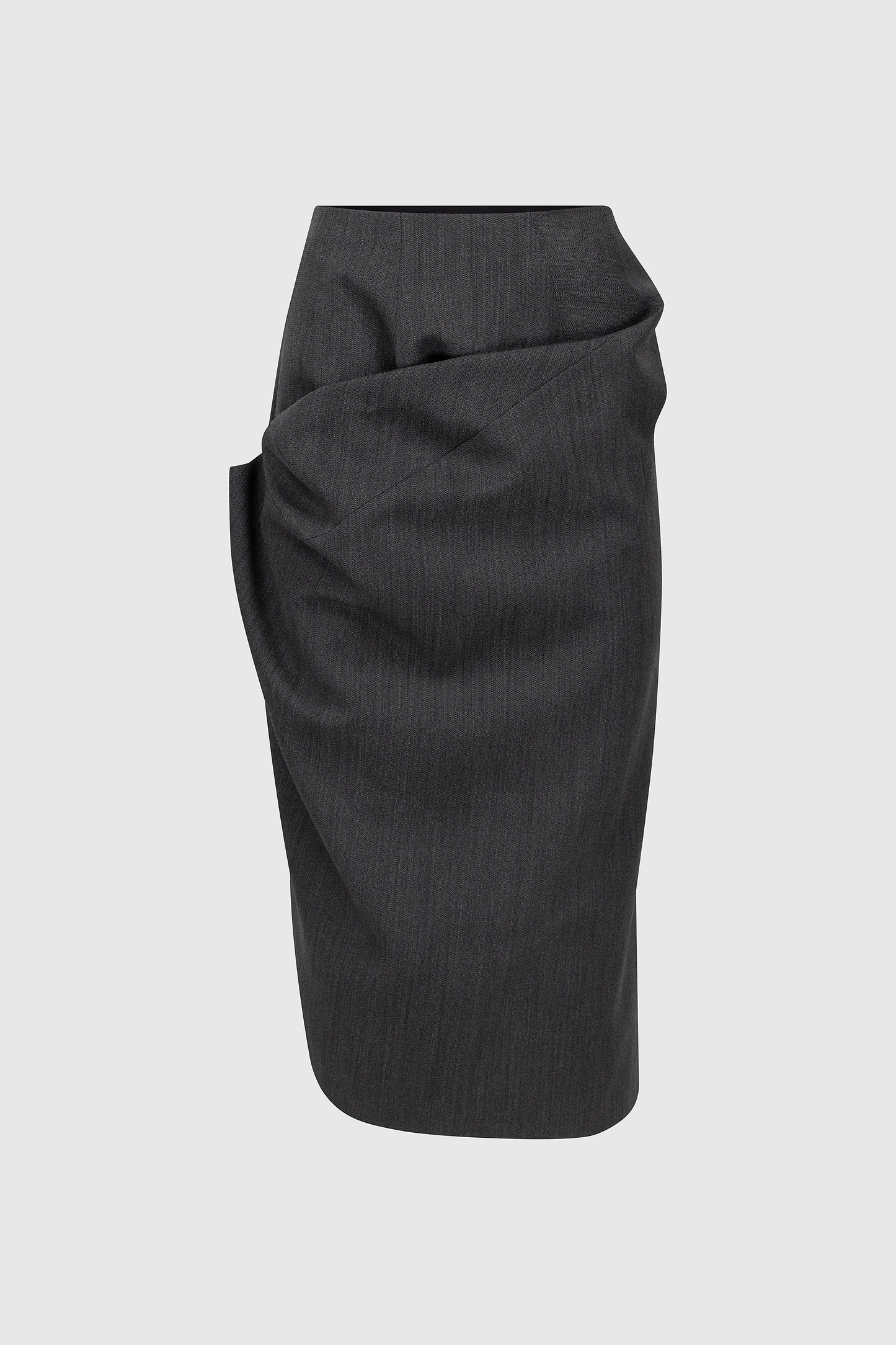 Asymmetric Skirt In Dark Grey Melange