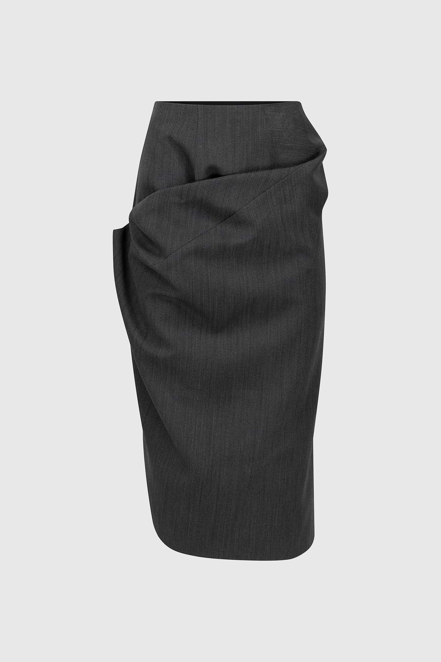 Asymmetric Skirt In Dark Grey Melange