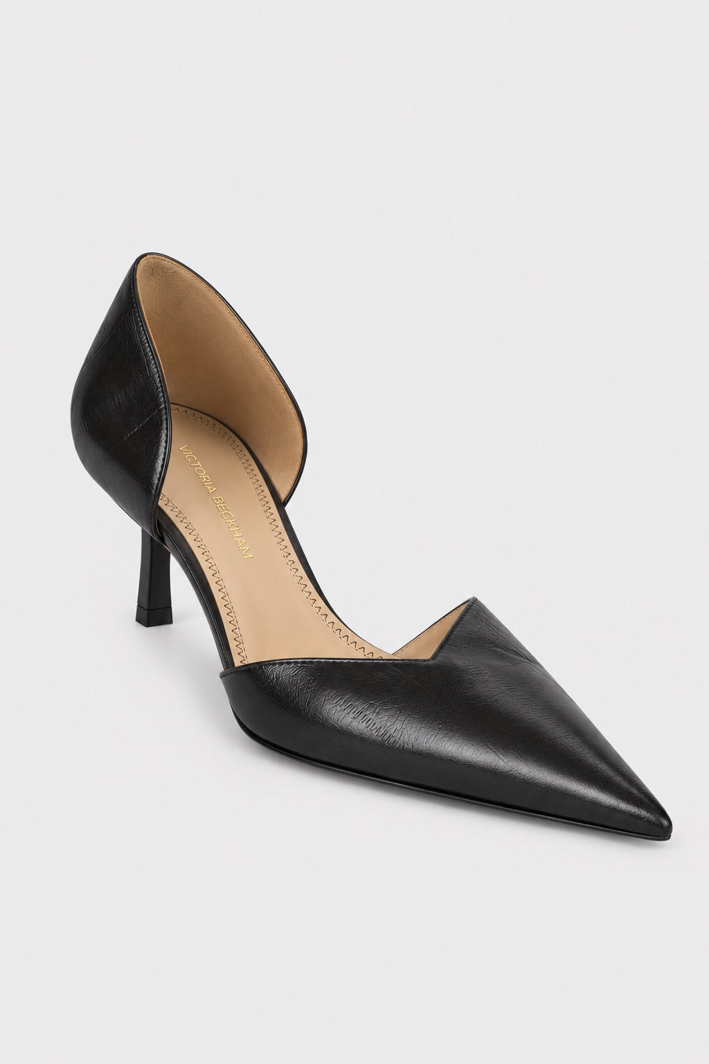 Victoria Angle D'Orsay Pump 55 Black Printed Leather