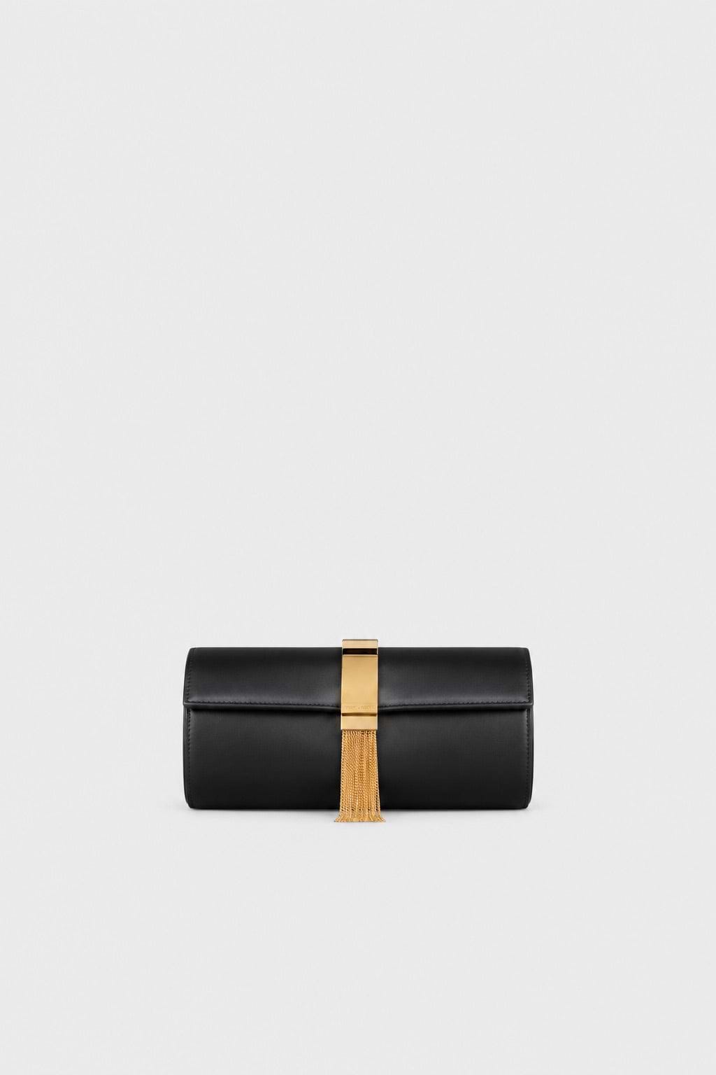 Portofino Tassel Clutch Black Satin