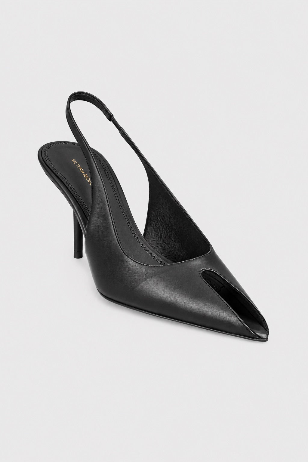 Sloane Peep Toe Slingback 75 Black Nappa Leather