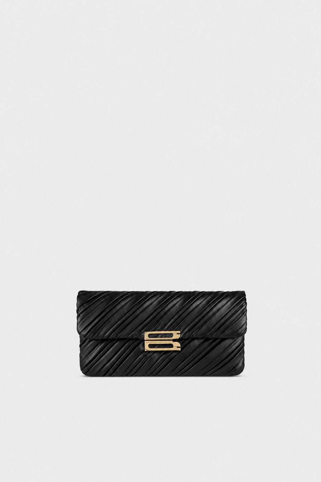Soft Dorian Chain Baguette Black Pleated Nappa