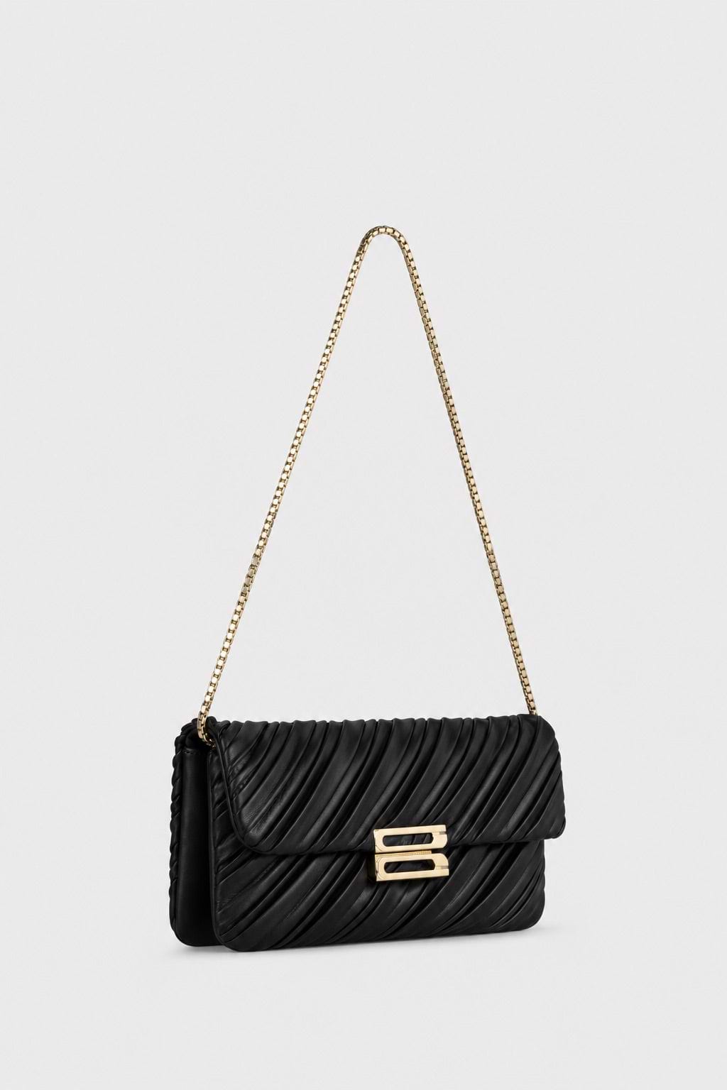 Soft Dorian Chain Baguette Black Pleated Nappa