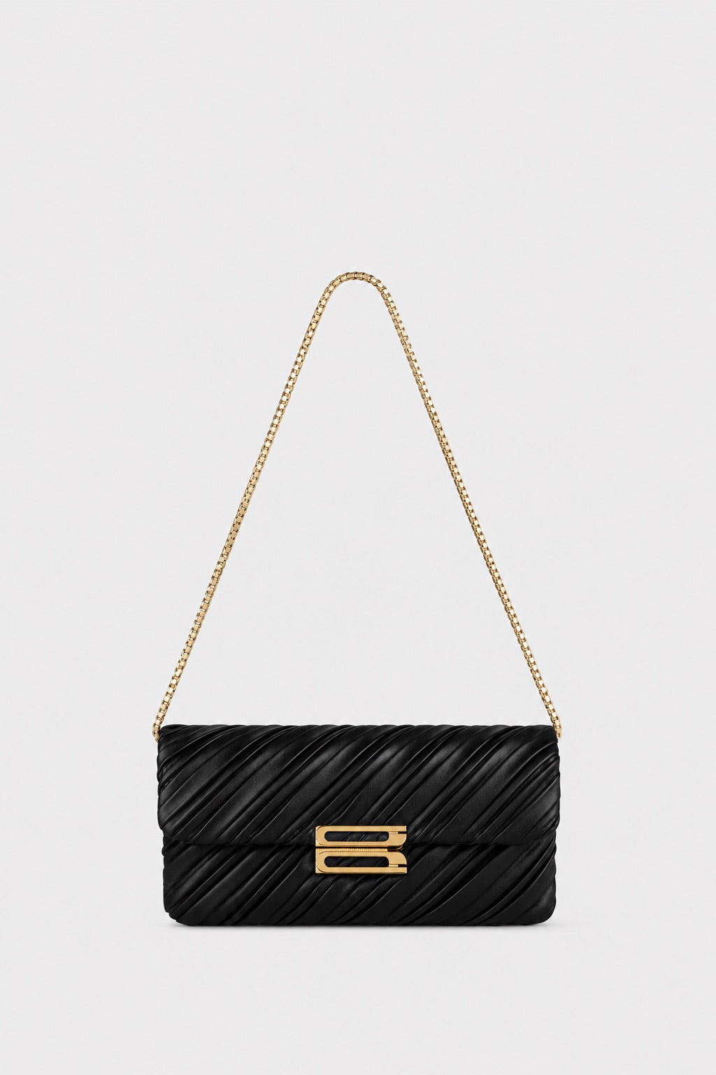 Soft Dorian Chain Baguette Black Pleated Nappa