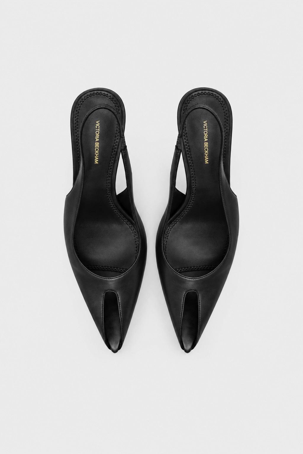 Sloane Peep Toe Slingback 75 Black Nappa Leather