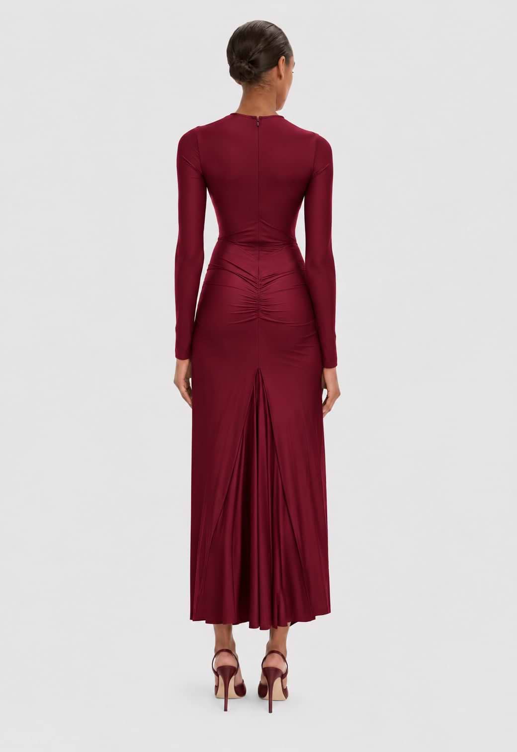 Frances Midi Dress In Burgundy