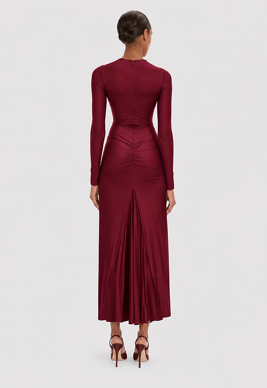 Frances Midi Dress In Burgundy
