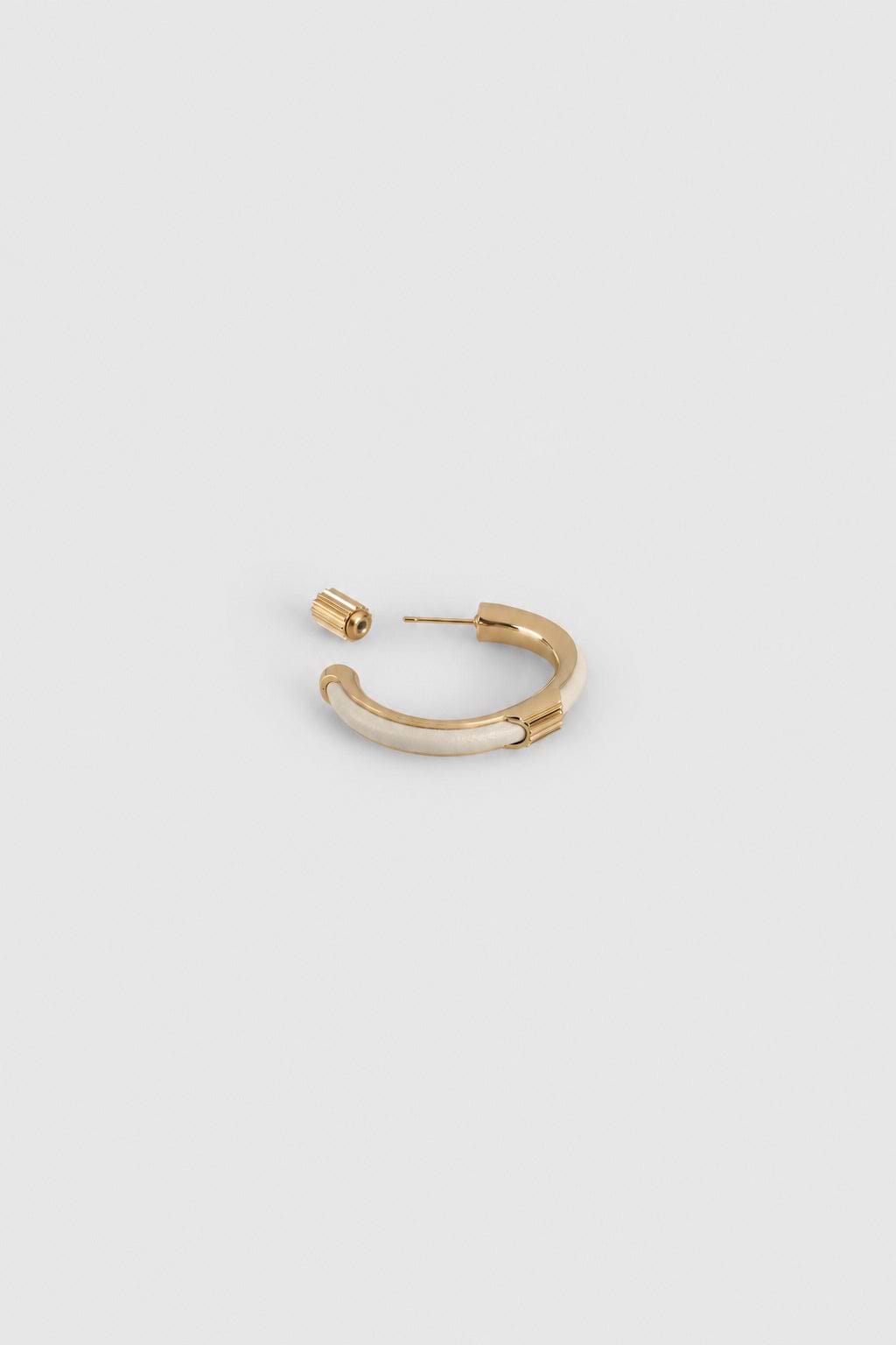 Strobel Hoop Earrings In Ceramic Brass & Leather
