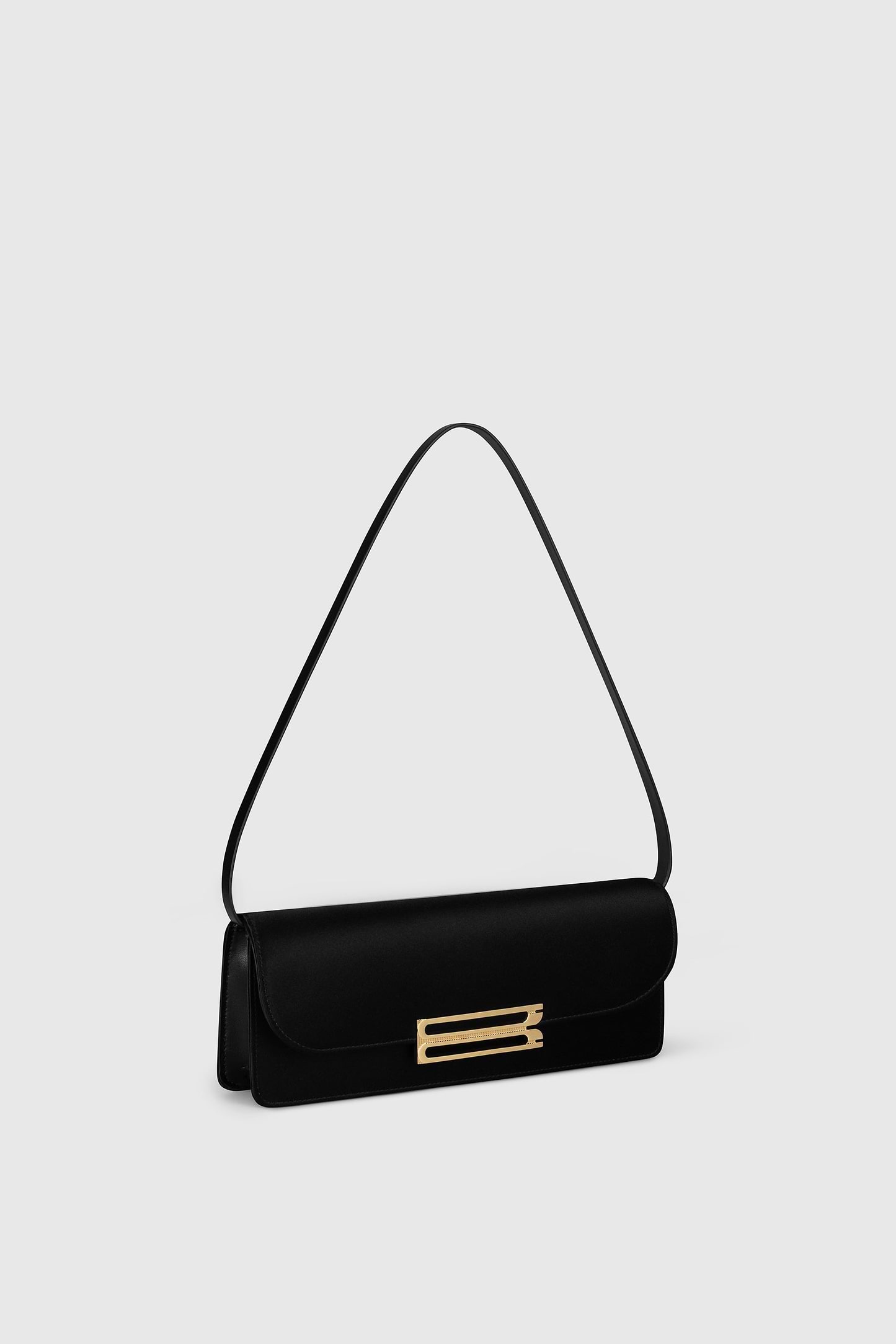Dorian East-West Clutch Black Satin