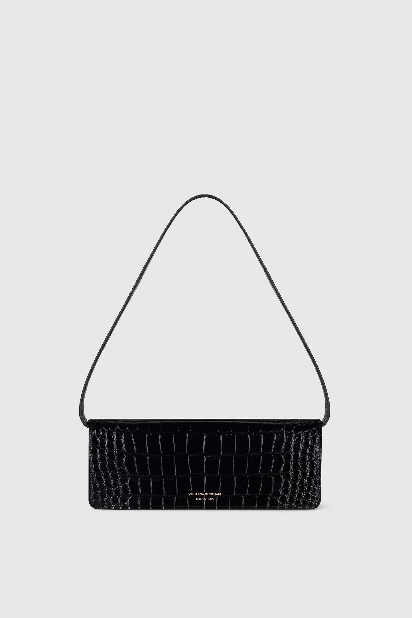 Dorian East-West Clutch Black Croc Embossed Leather