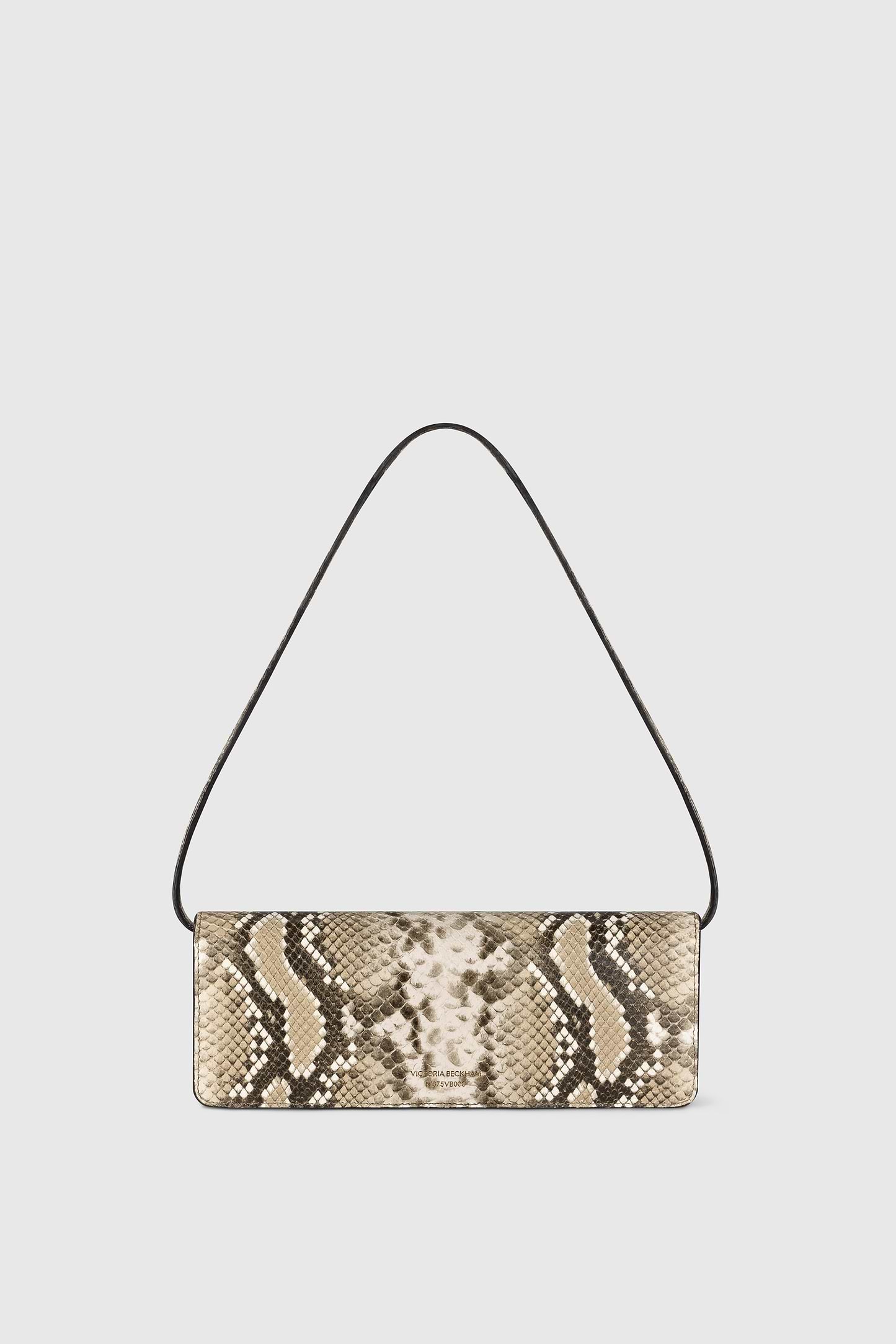 Dorian East-West Clutch Natural Brown Snake Print Leather