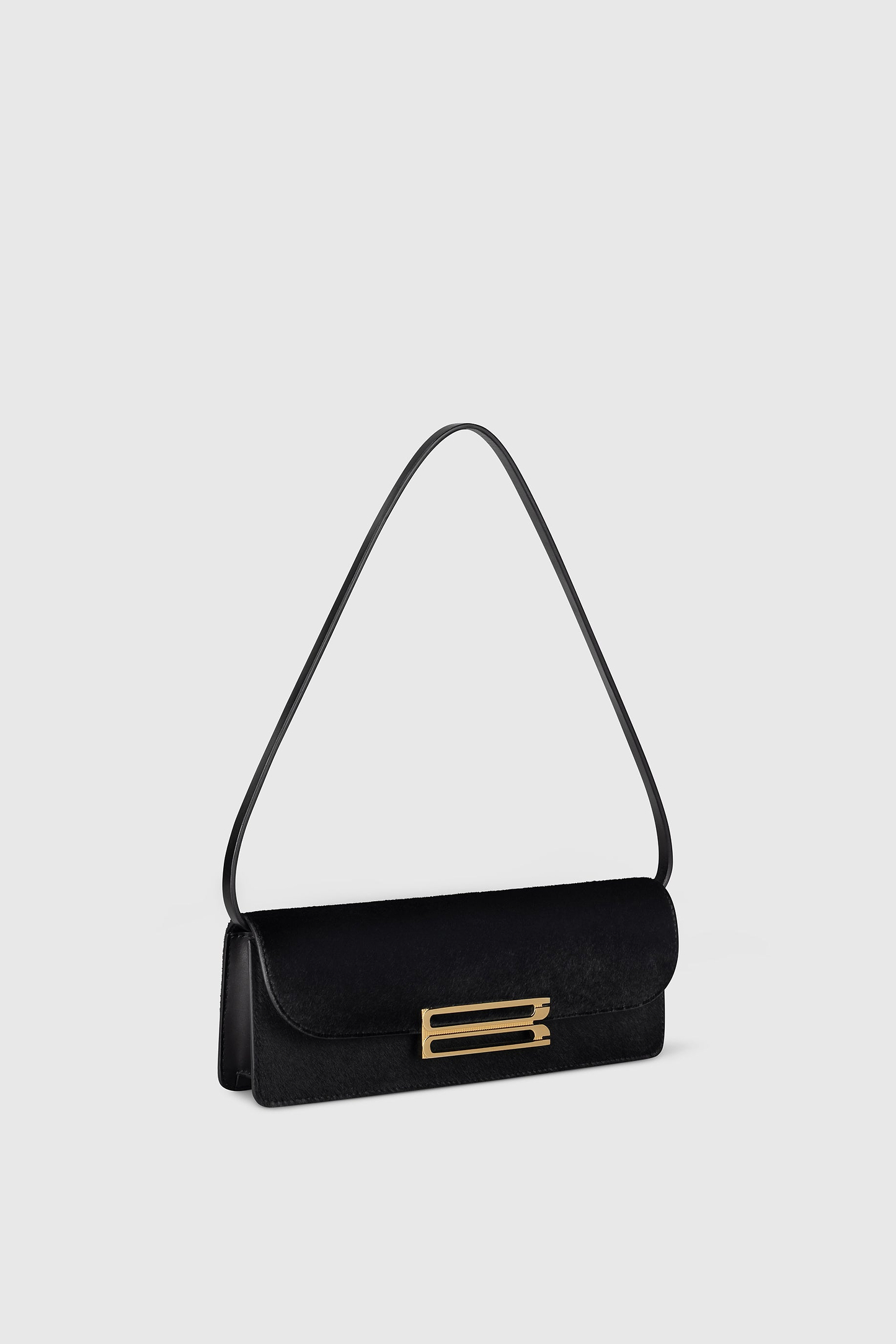 Dorian East-West Clutch Black Hair Calf Leather
