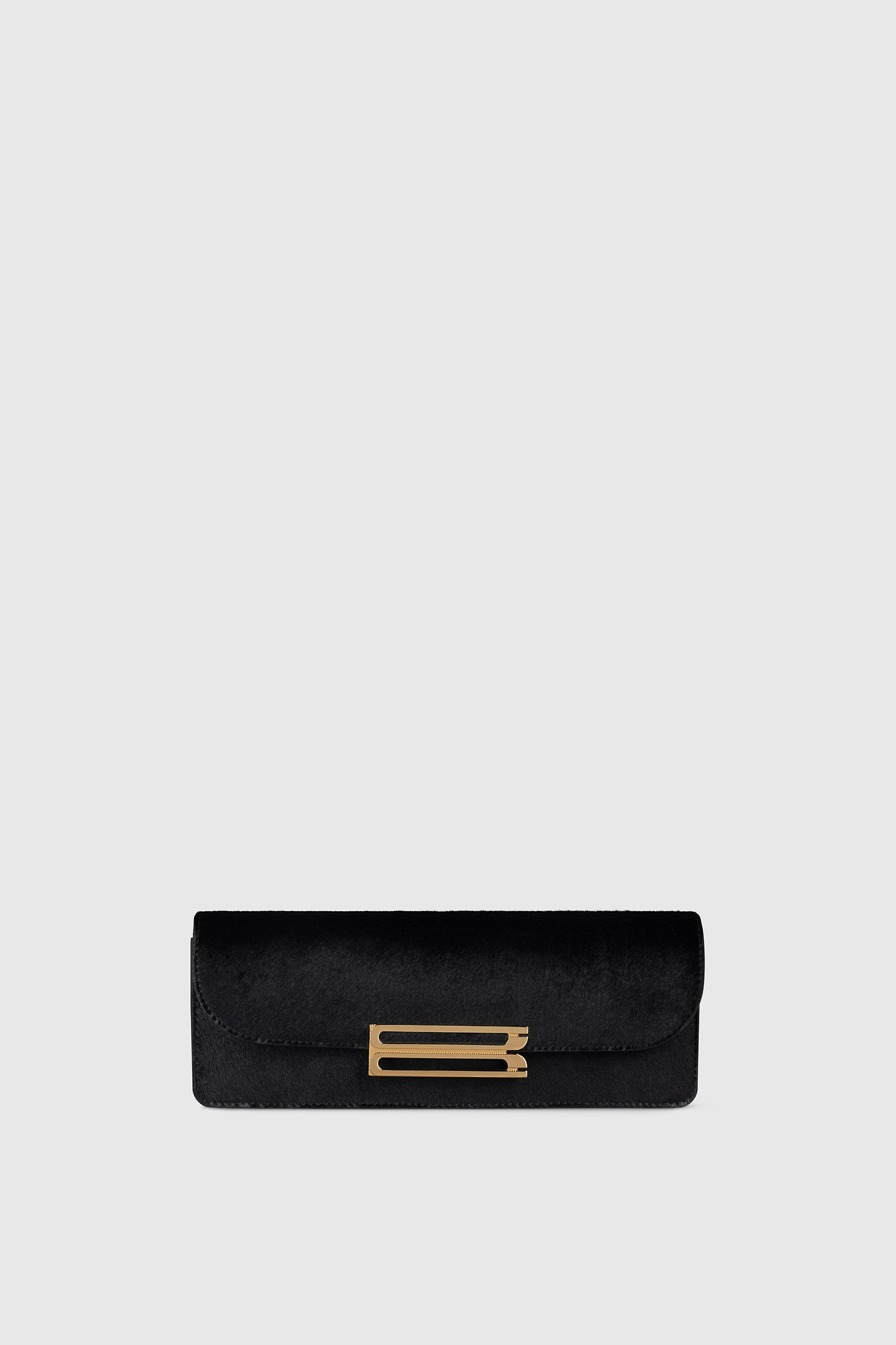 Dorian East-West Clutch Black Hair Calf Leather