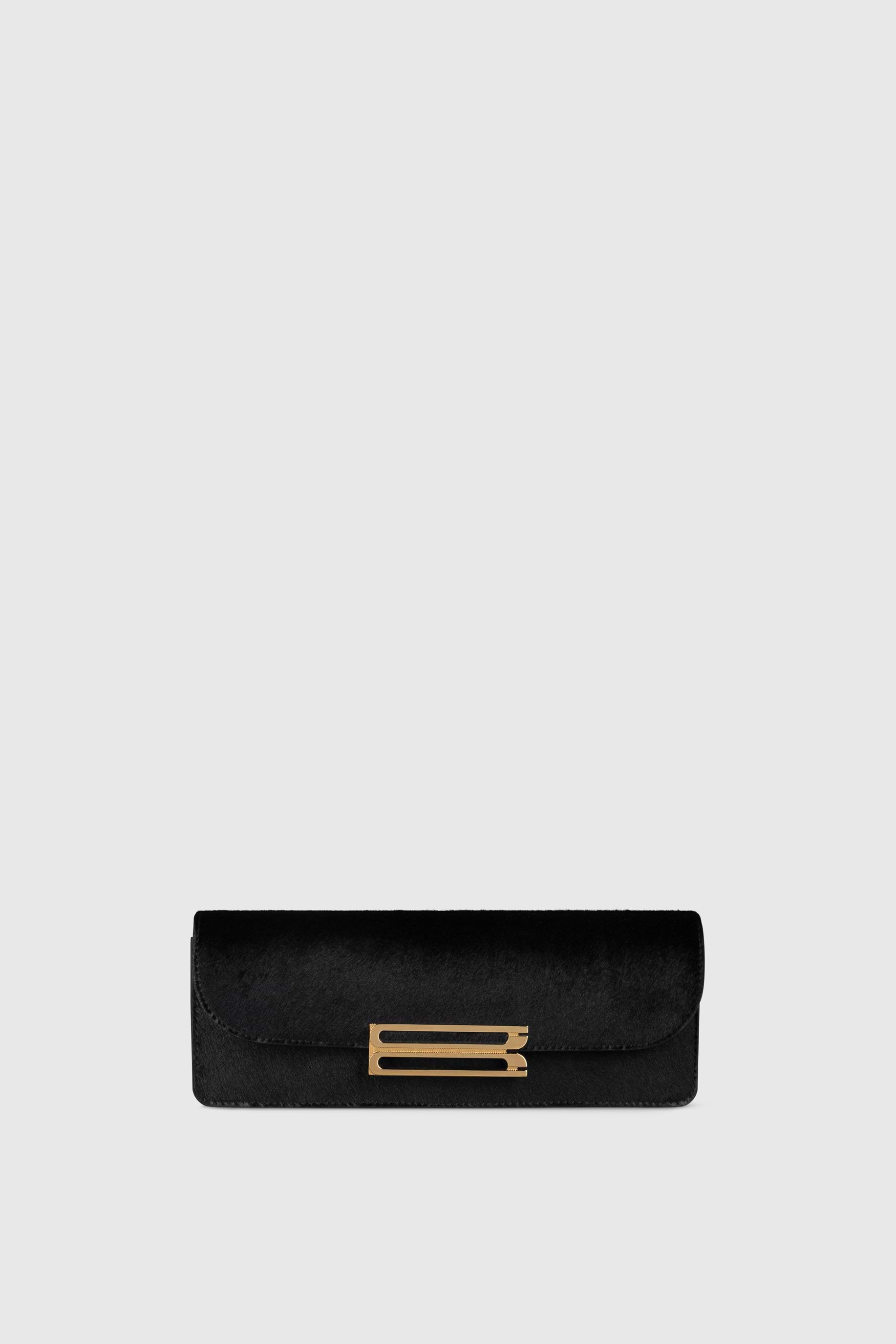 Dorian East-West Clutch Black Hair Calf Leather