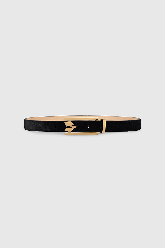 Dorian Pin-Buckle Belt 25mm Black Hair Calf Leather