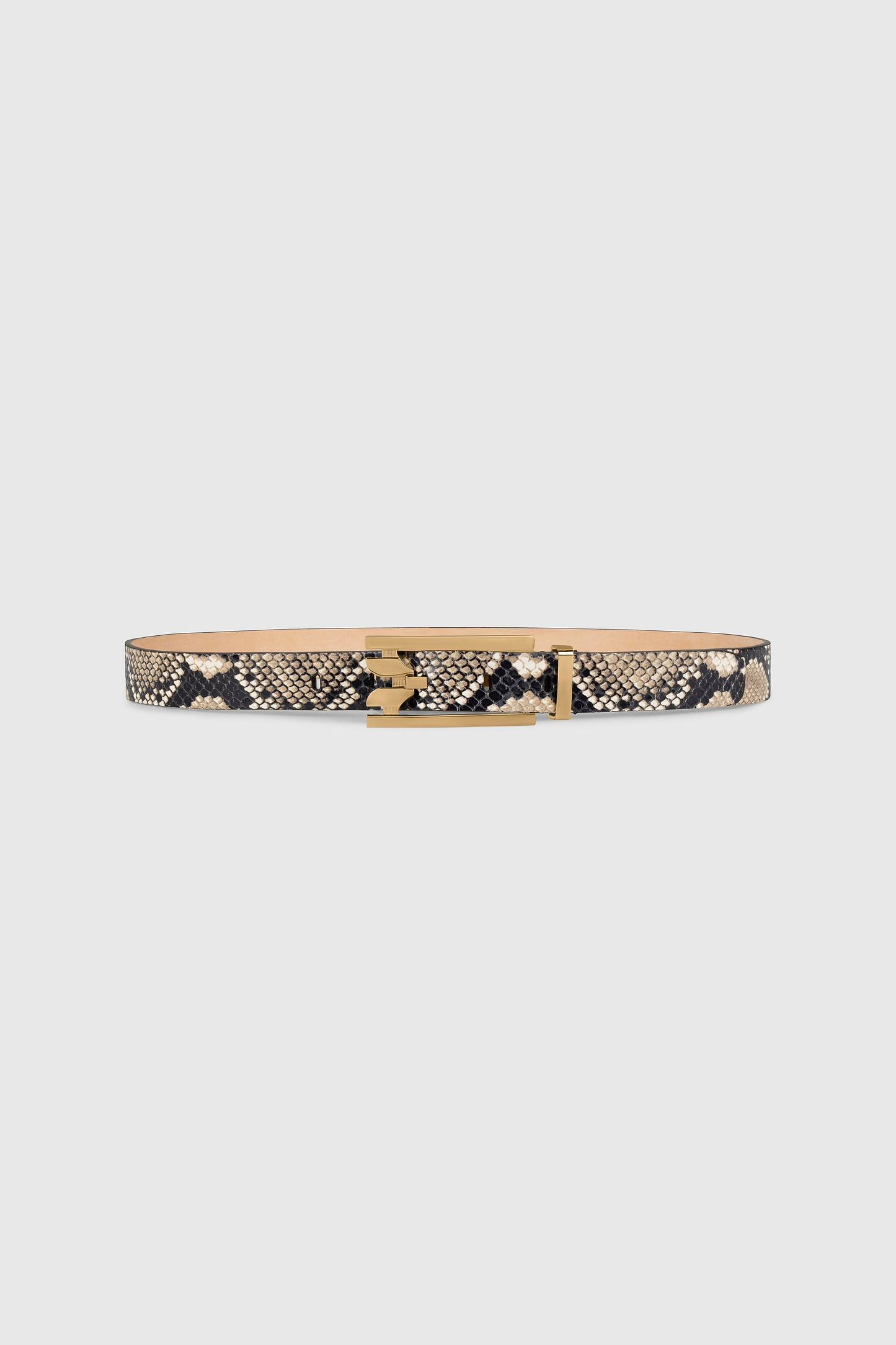 Dorian Pin-Buckle Belt 25mm Natural Brown Snake Print Leather