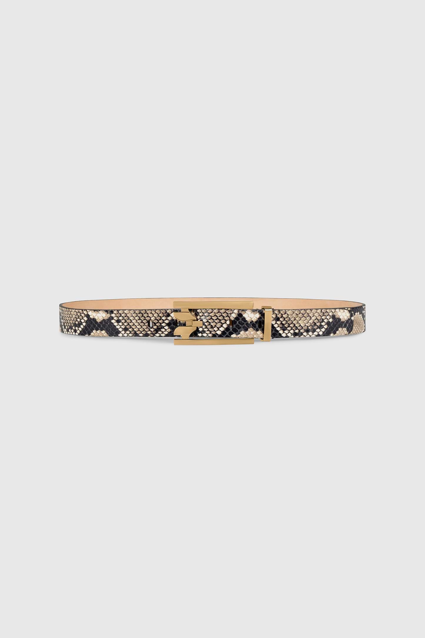 Dorian Pin-Buckle Belt 25mm Natural Brown Snake Print Leather