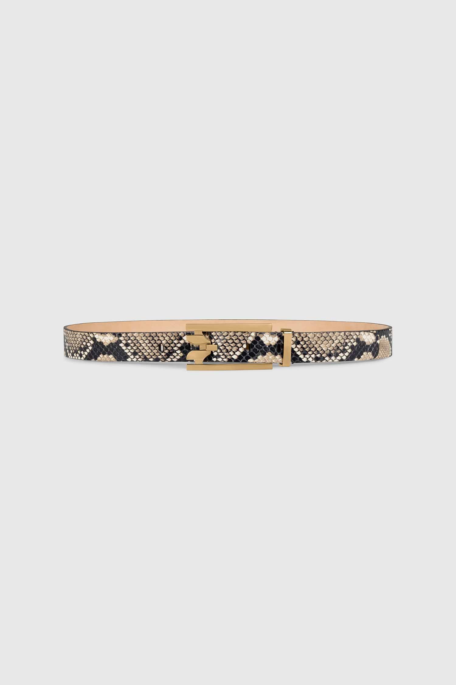 Dorian Pin-Buckle Belt 25mm Natural Brown Snake Print Leather