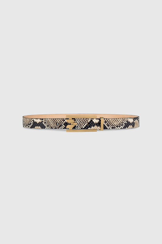 Dorian Pin-Buckle Belt 25mm Natural Brown Snake Print Leather