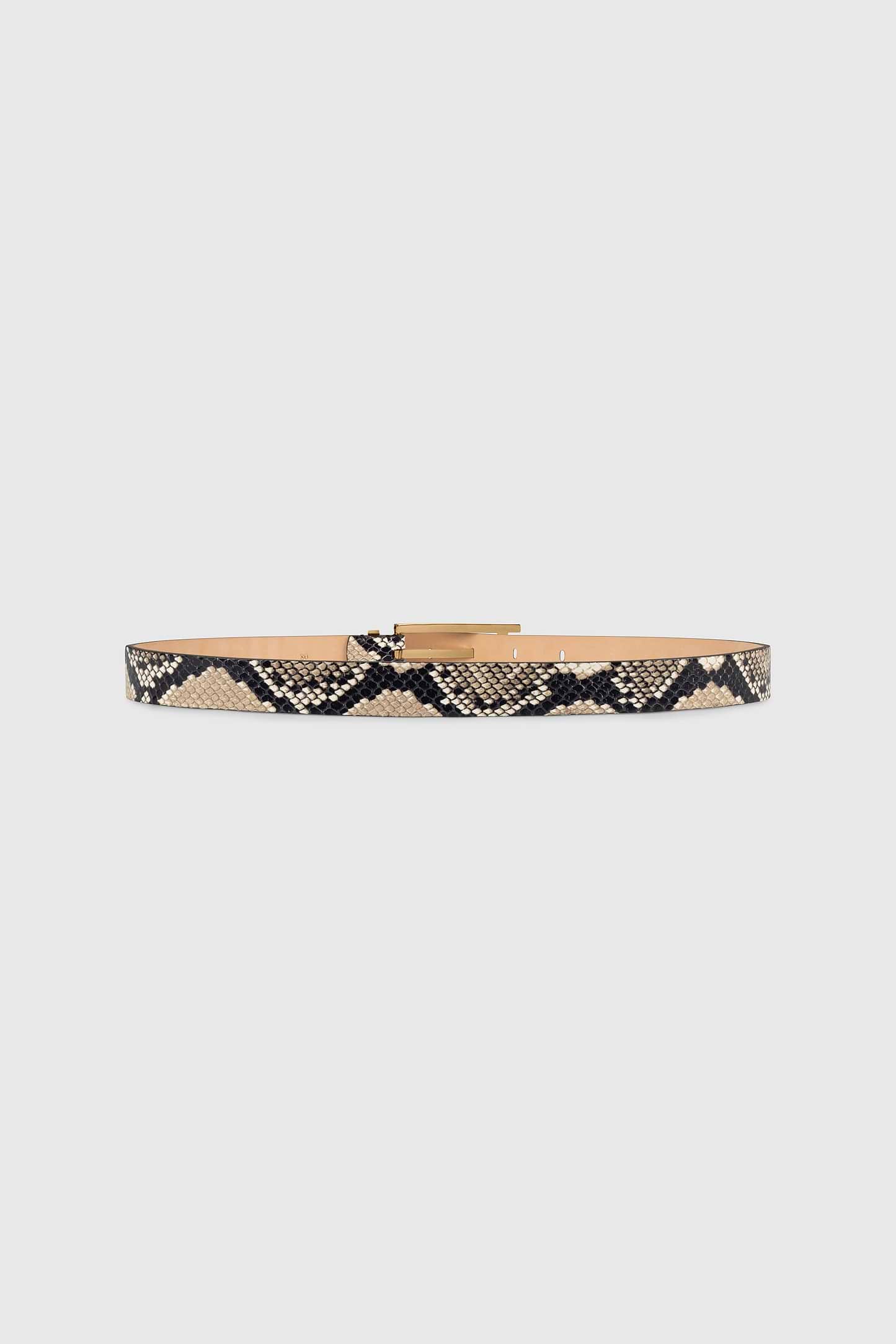 Dorian Pin-Buckle Belt 25mm Natural Brown Snake Print Leather