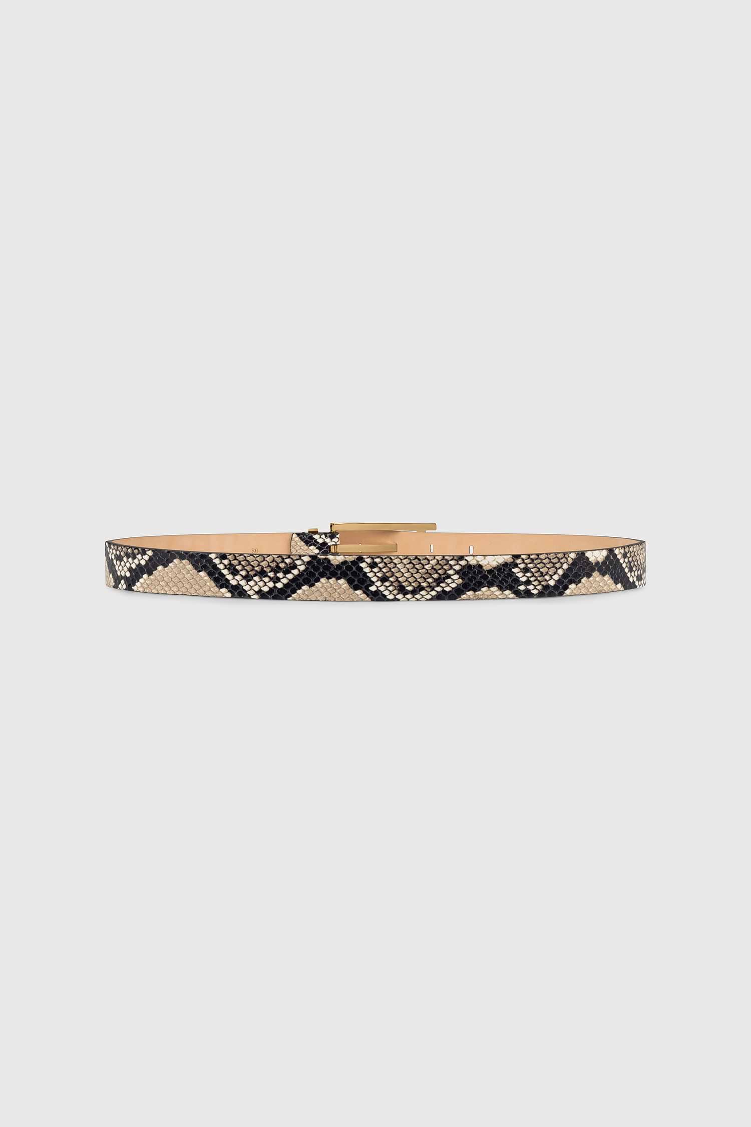 Dorian Pin-Buckle Belt 25mm Natural Brown Snake Print Leather