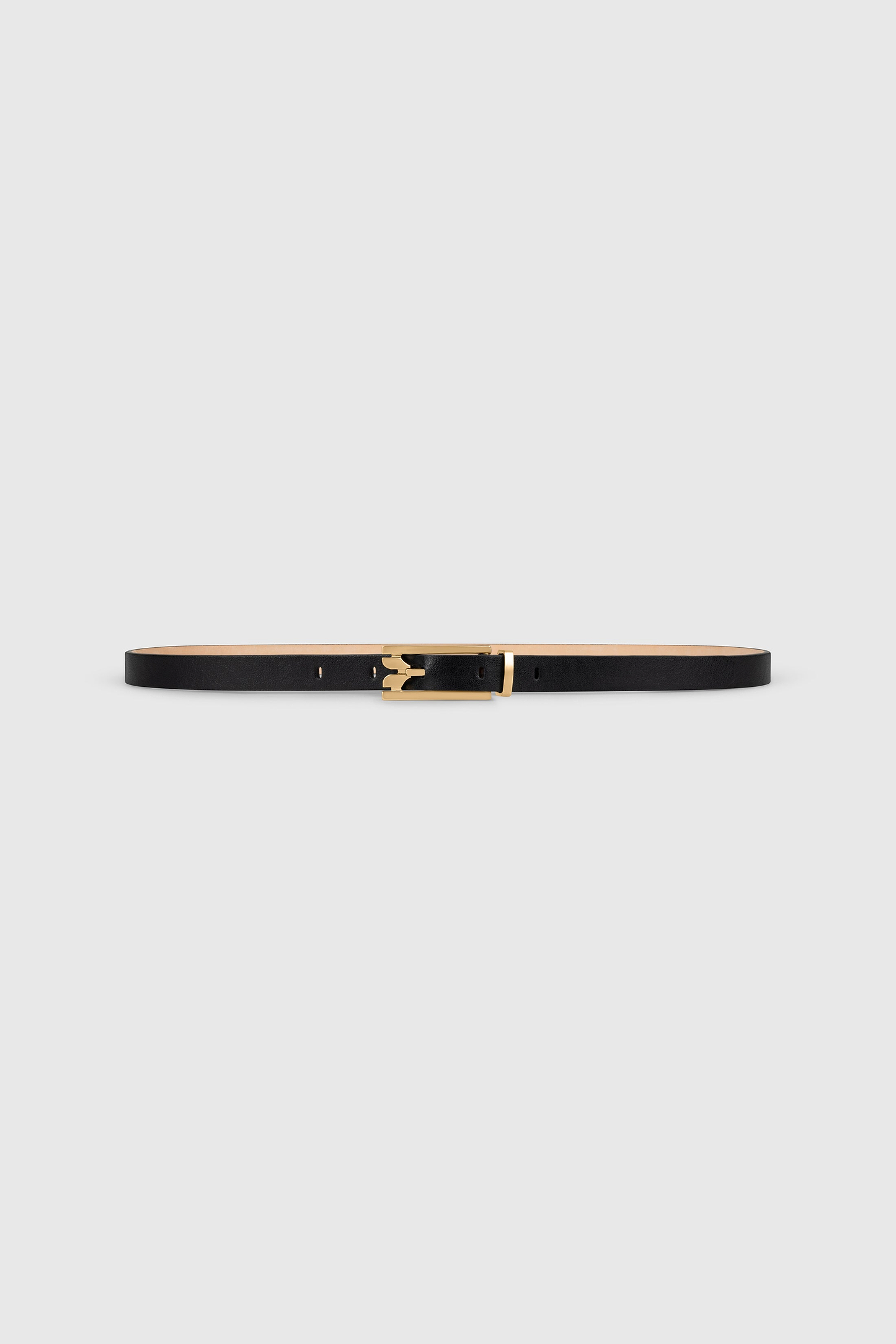 Dorian Pin-Buckle Belt 15mm Micro Black Shiny Calf Leather