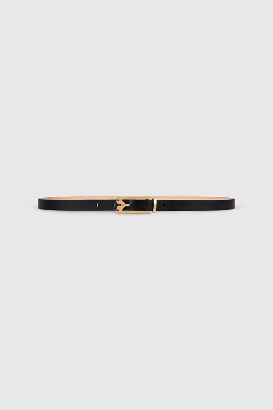Dorian Pin-Buckle Belt 15mm Micro Black Shiny Calf Leather