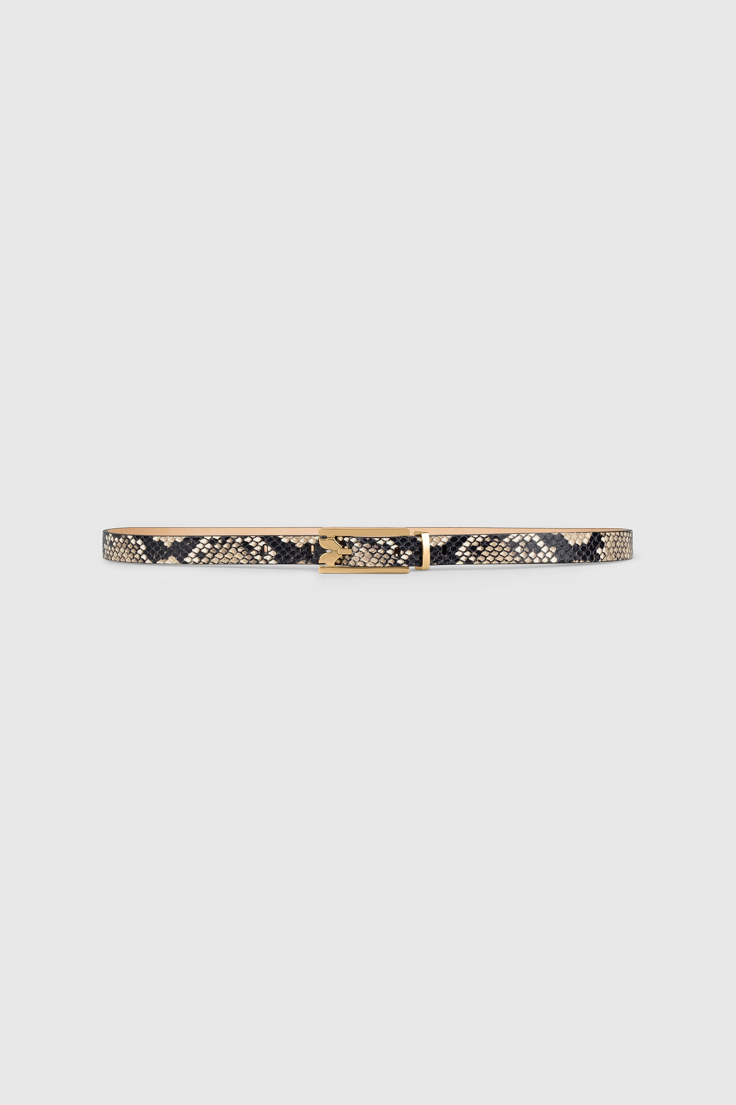 Dorian Pin-Buckle Belt Micro 15mm Natural Brown Snake Print Leather