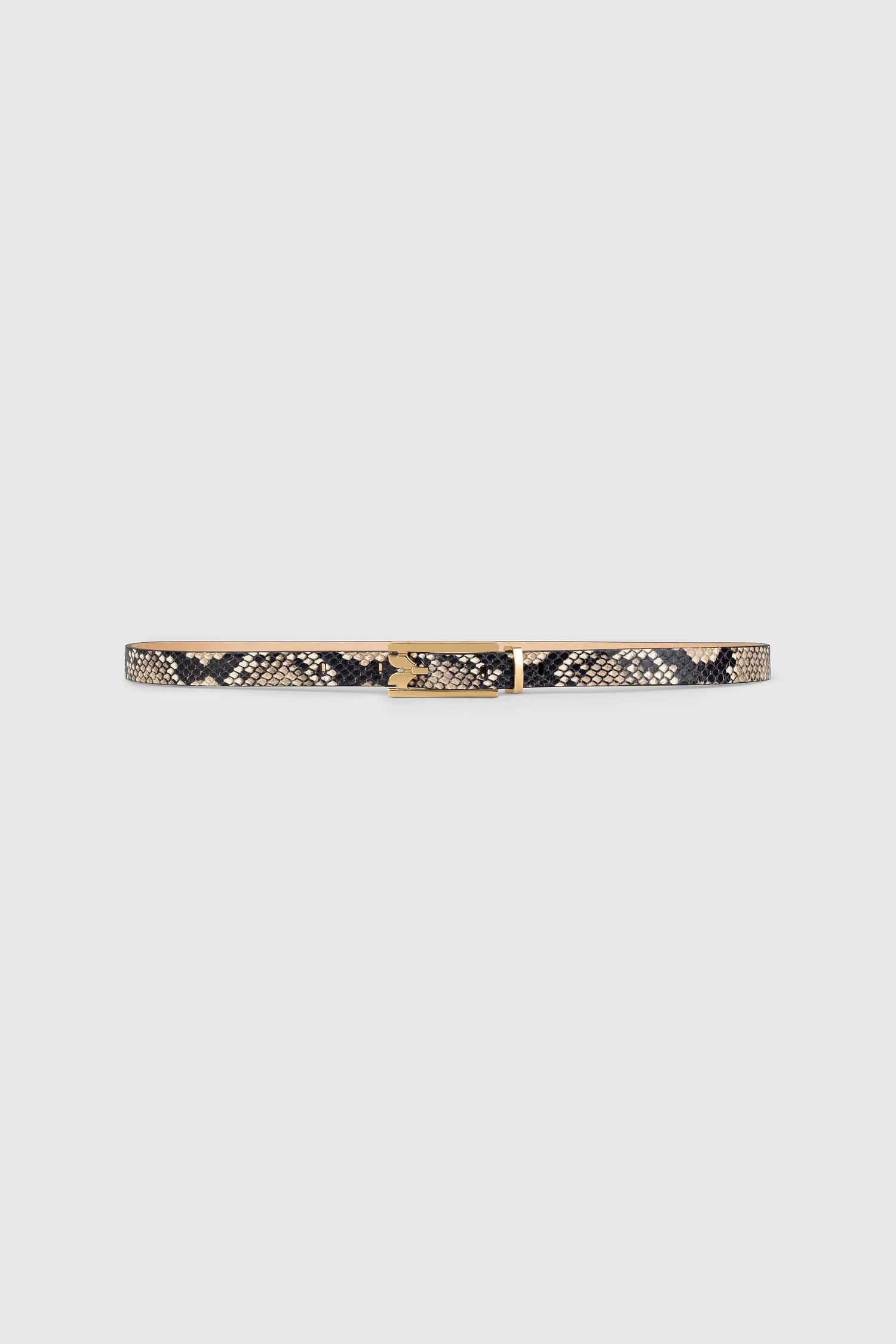 Dorian Pin-Buckle Belt Micro 15mm Natural Brown Snake Print Leather