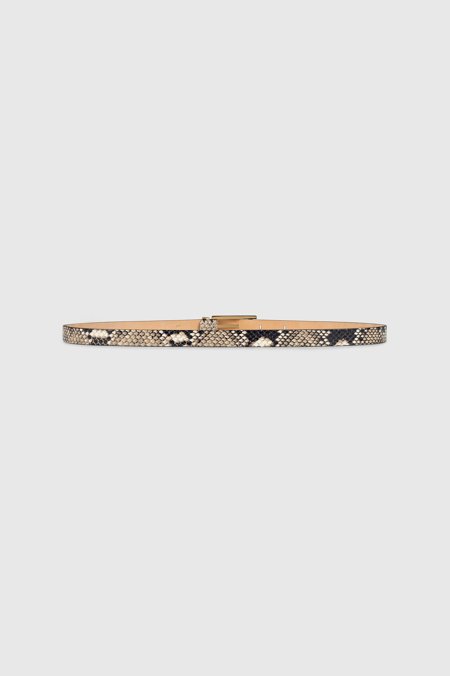 Dorian Pin-Buckle Belt Micro 15mm Natural Brown Snake Print Leather